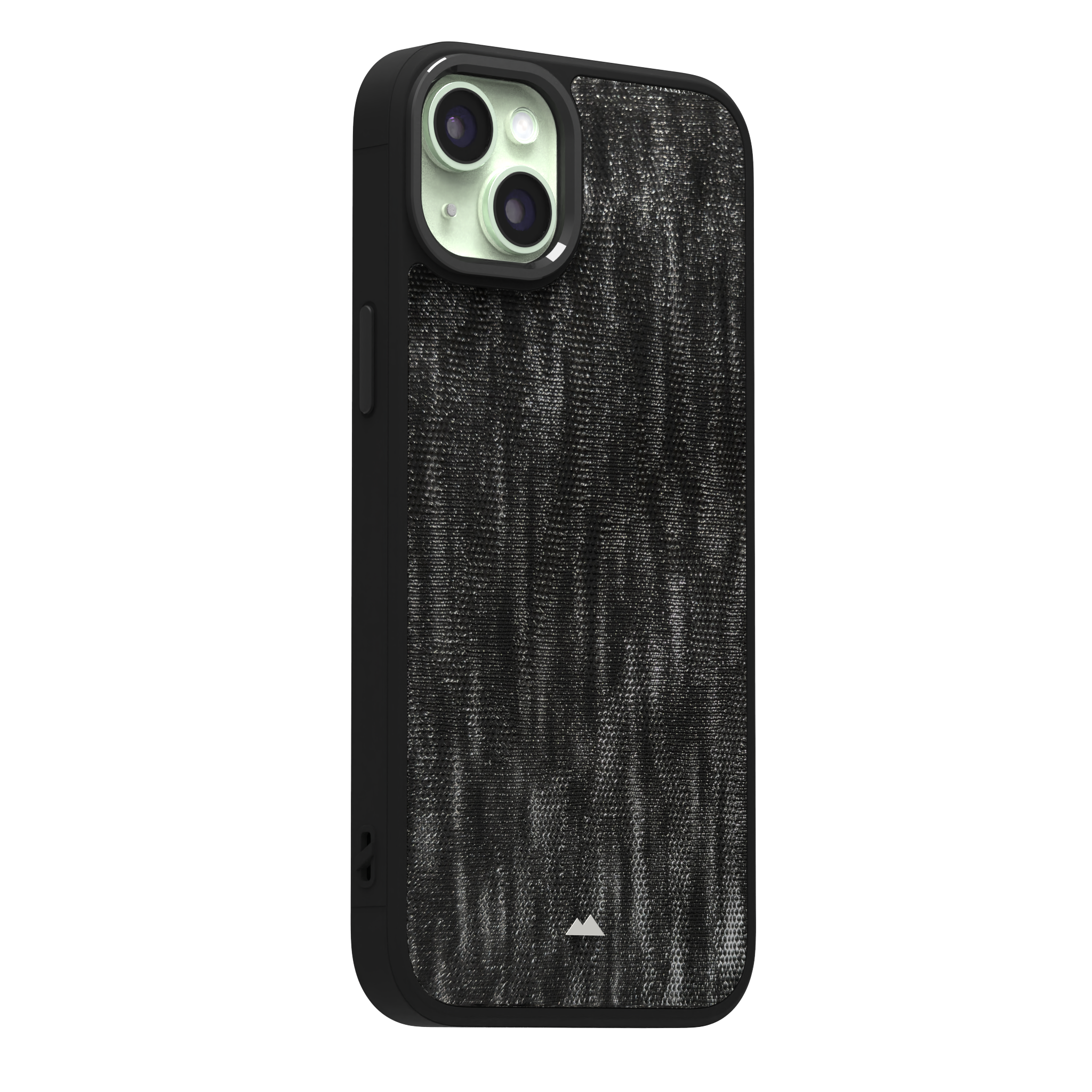 Silver Streaked Black Leather Case Cover for iPhone 15 Plus