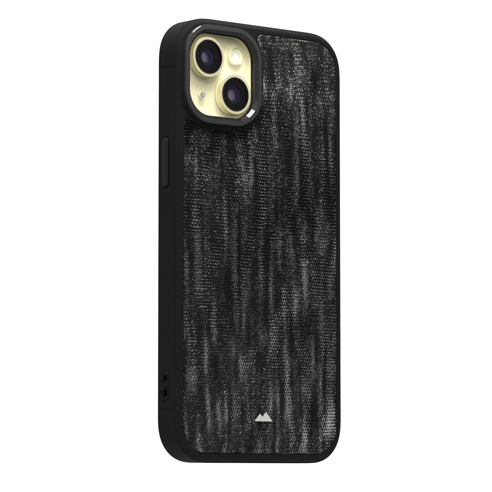 Silver Streaked Black Leather Case Cover for iPhone 15 Plus