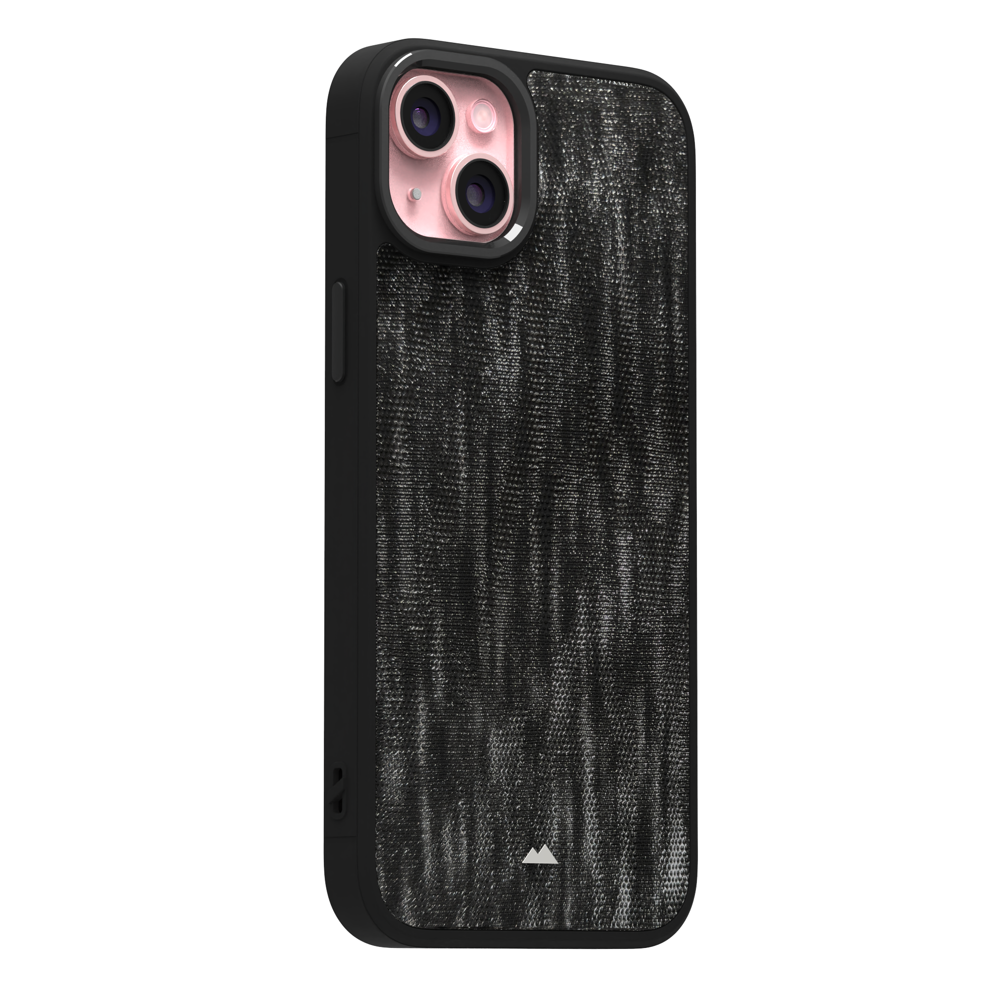 Silver Streaked Black Leather Case Cover for iPhone 15 Plus