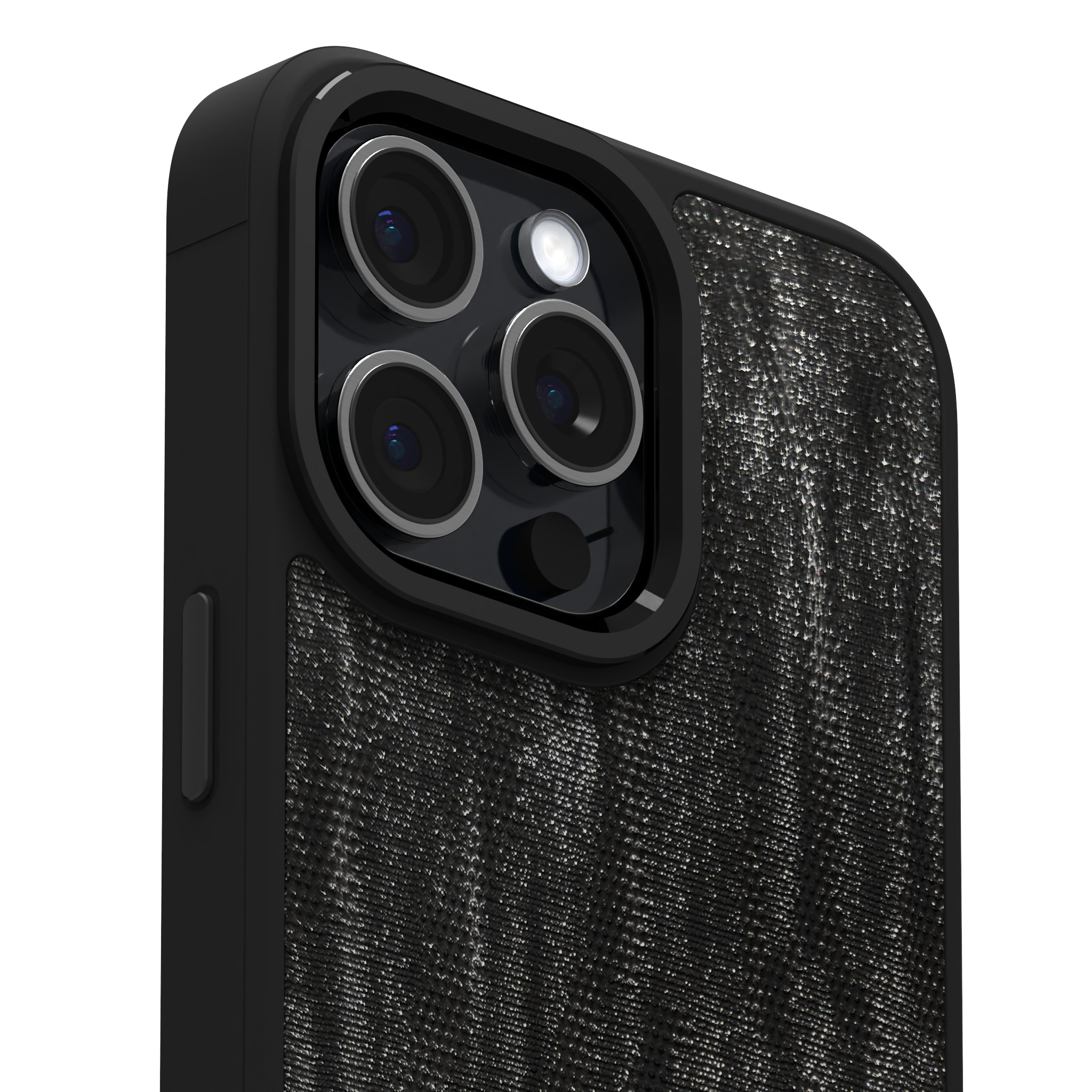 Silver Streaked Black Leather Case Cover for iPhone 15 Pro Max