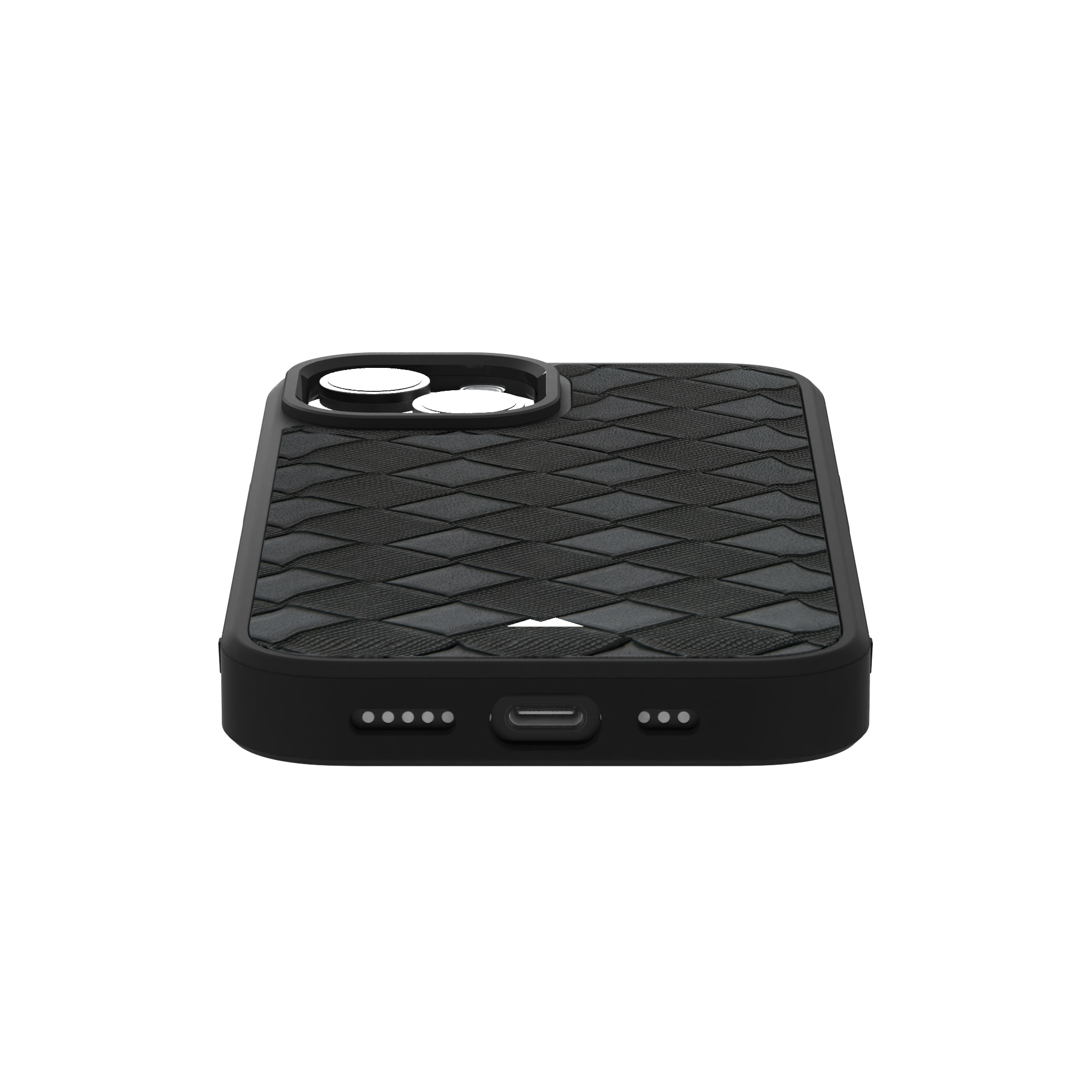 Smoked Cross Leather Case Cover for iPhone 15