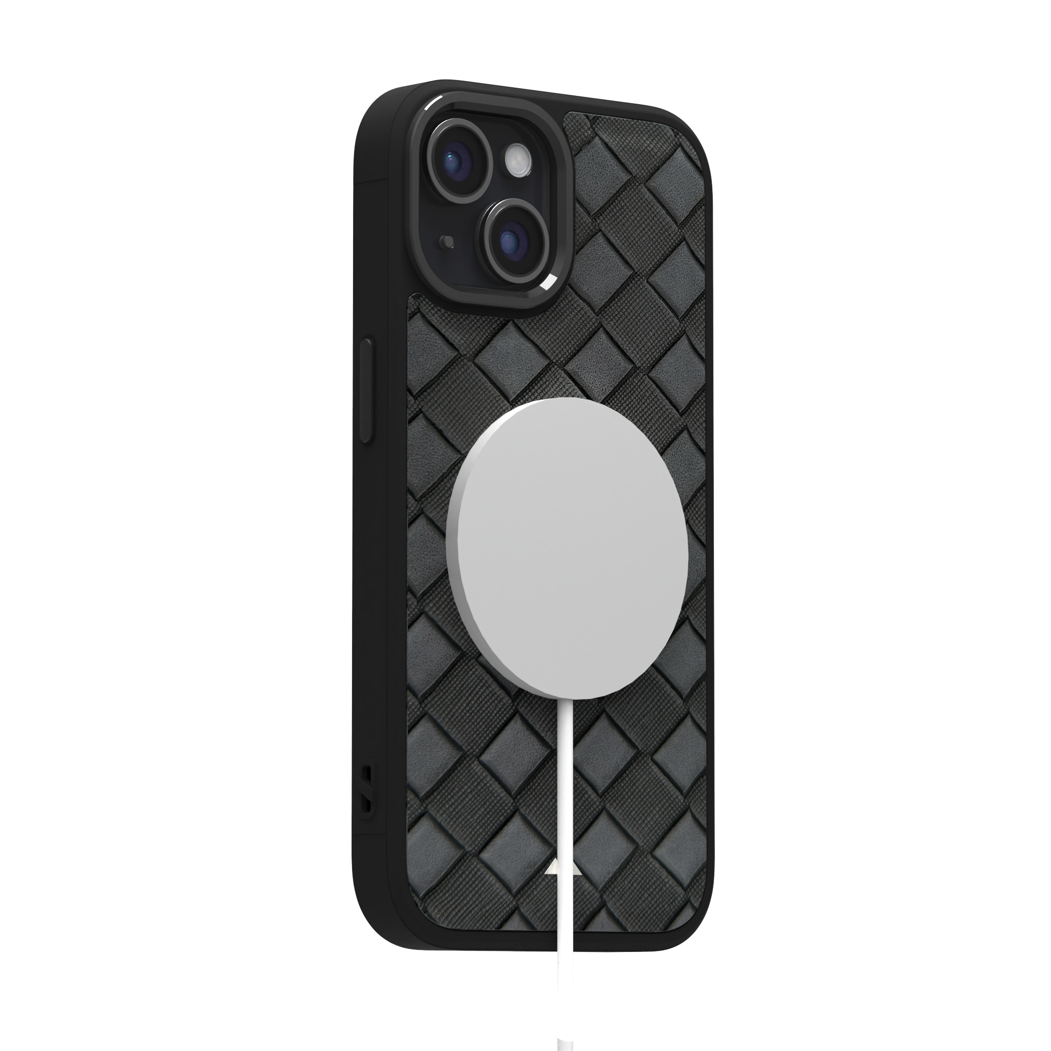 Smoked Cross Leather Case Cover for iPhone 15