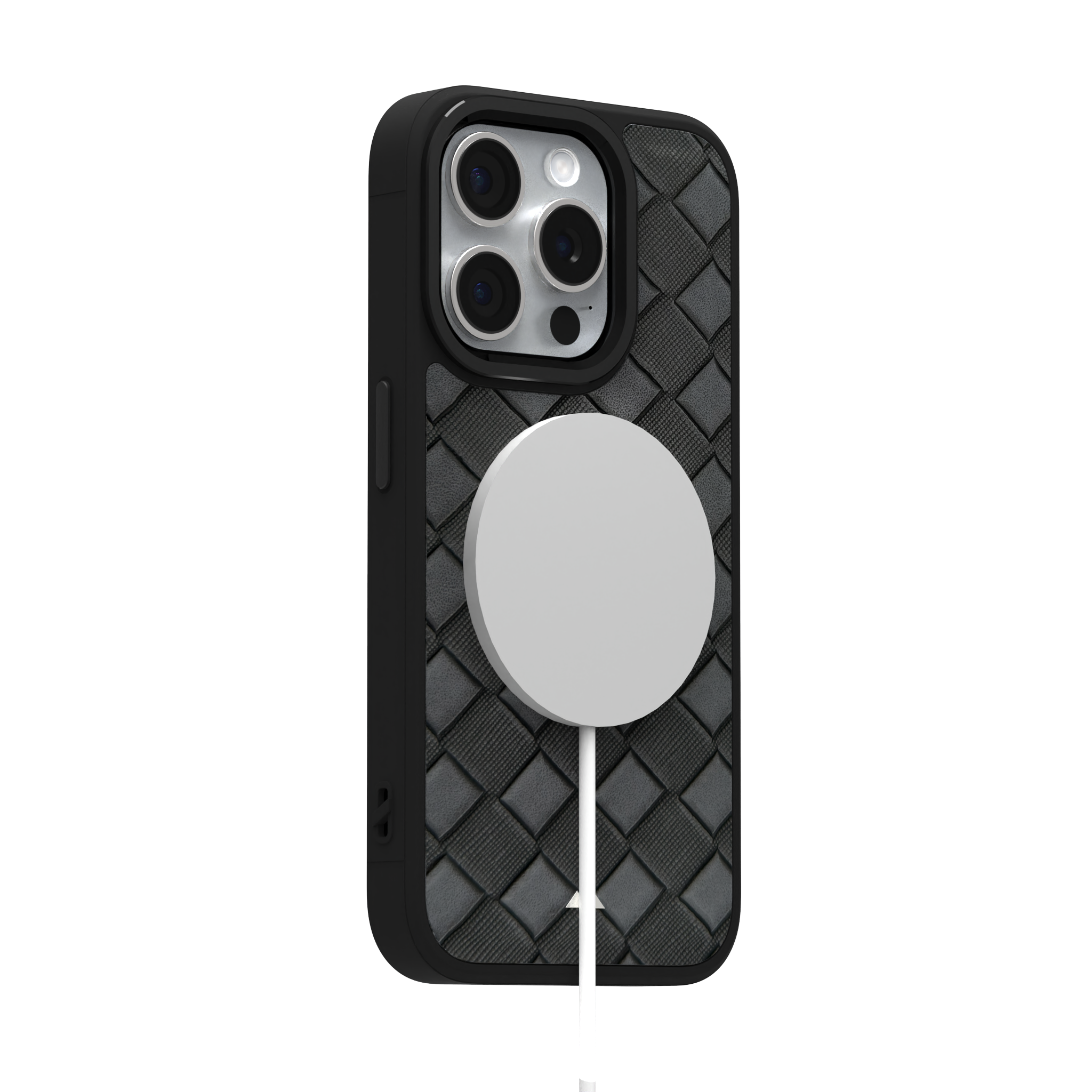 Smoked Cross Leather Case Cover for iPhone 15 Pro