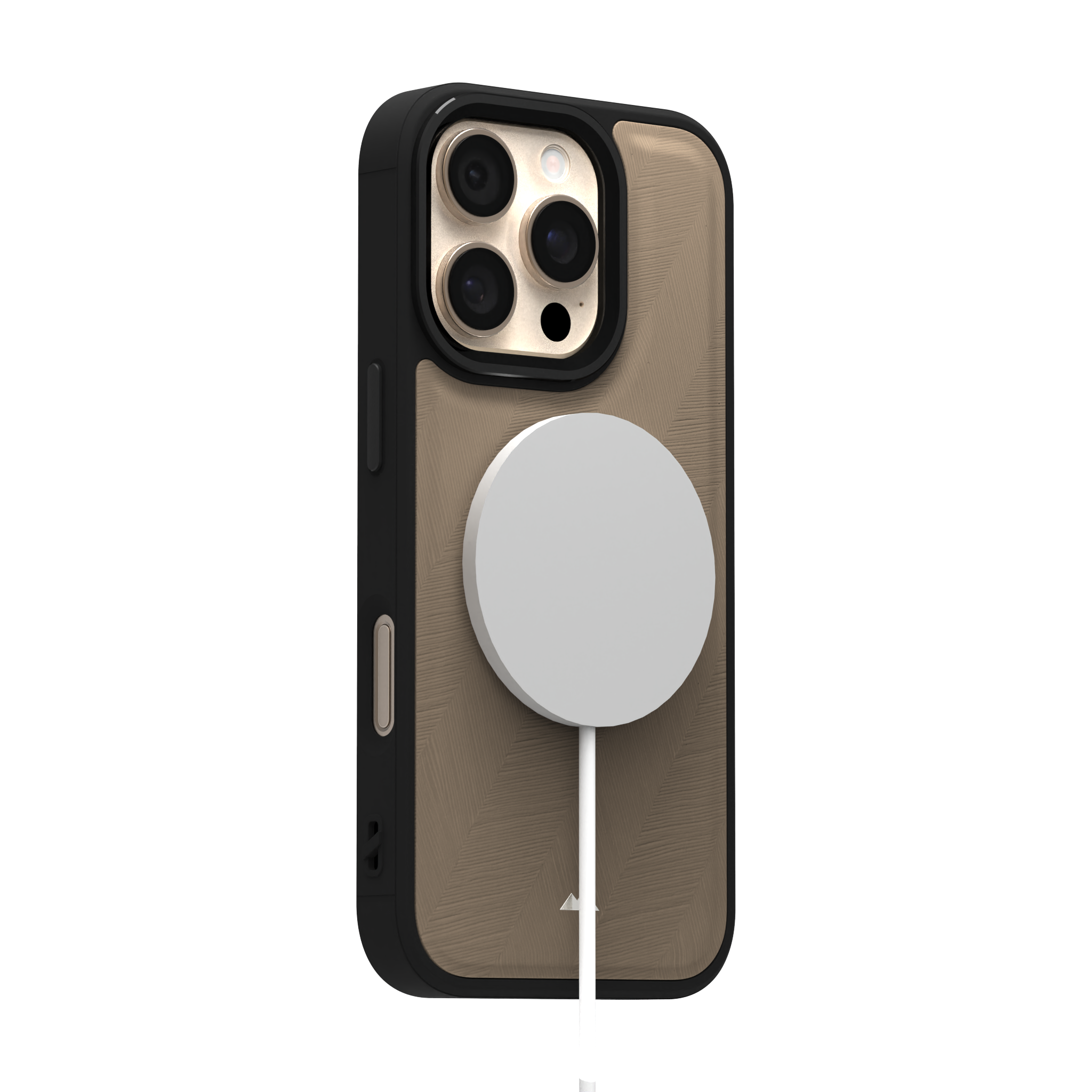 Pale Lined Leather Case Cover for iPhone 16 Pro