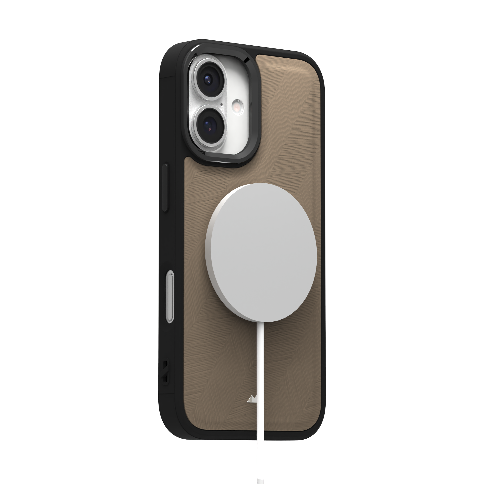 Pale Lined Leather Case Cover for iPhone 16