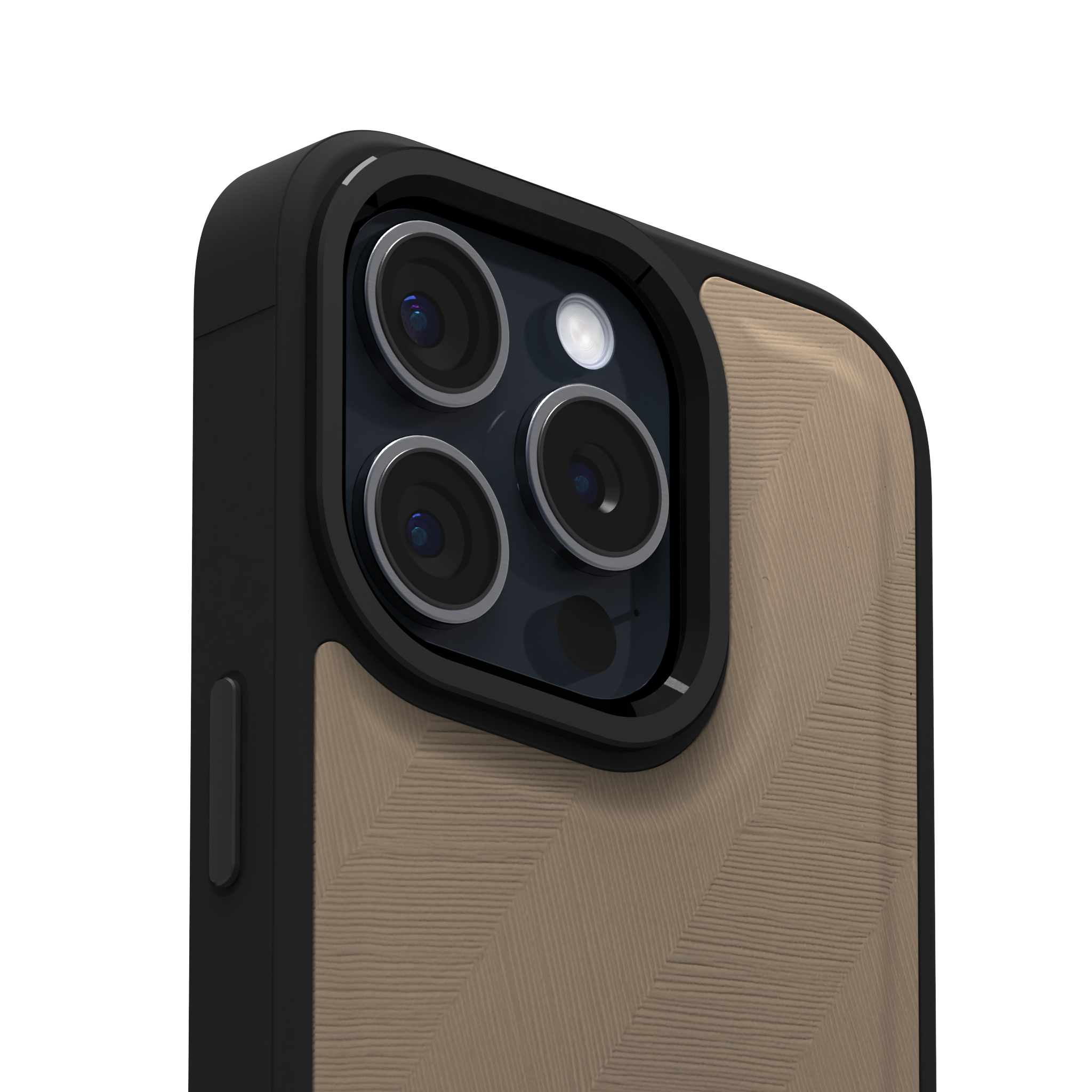 Pale Lined Leather Case Cover for iPhone 15 Pro