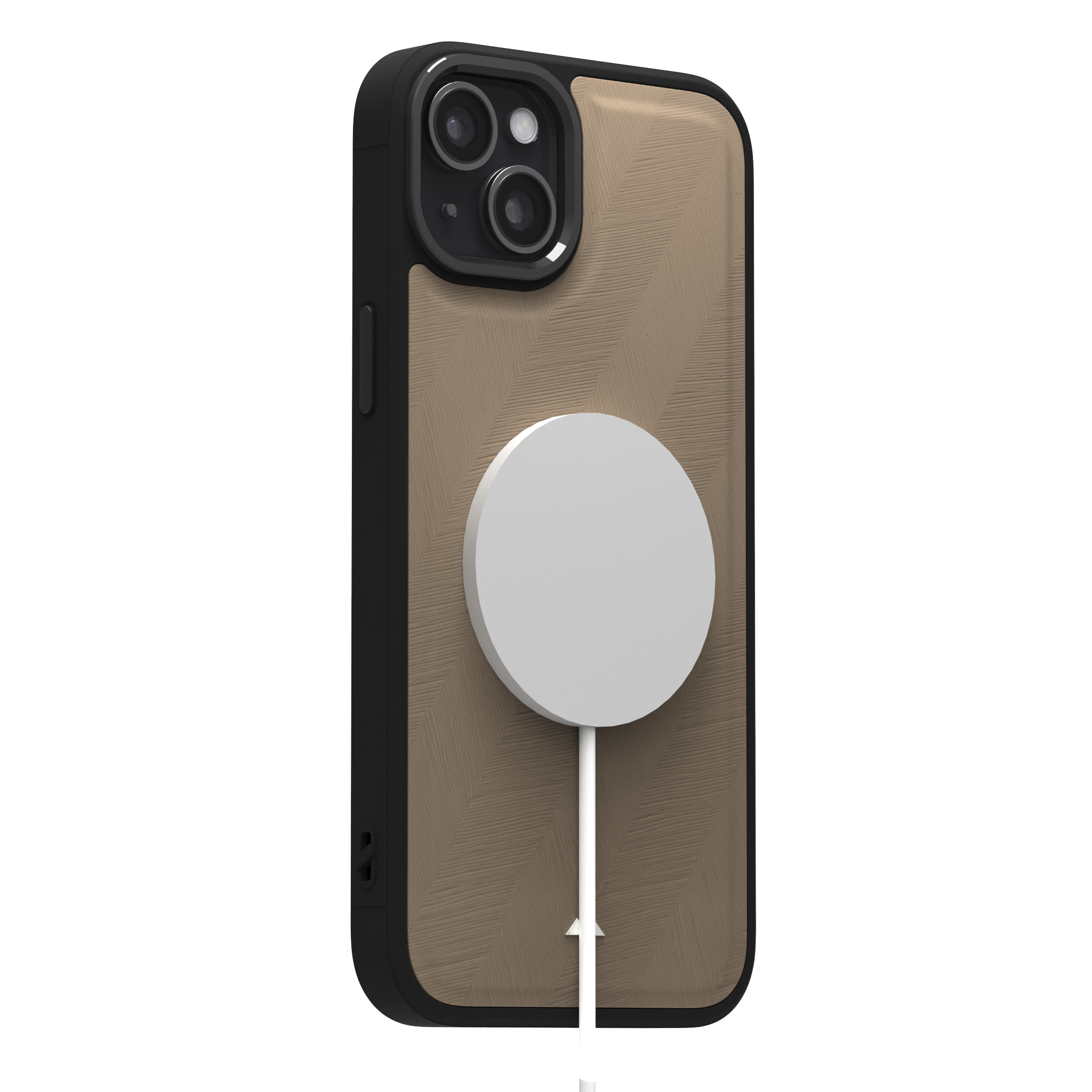 Pale Lined Leather Case Cover for iPhone 15 Plus