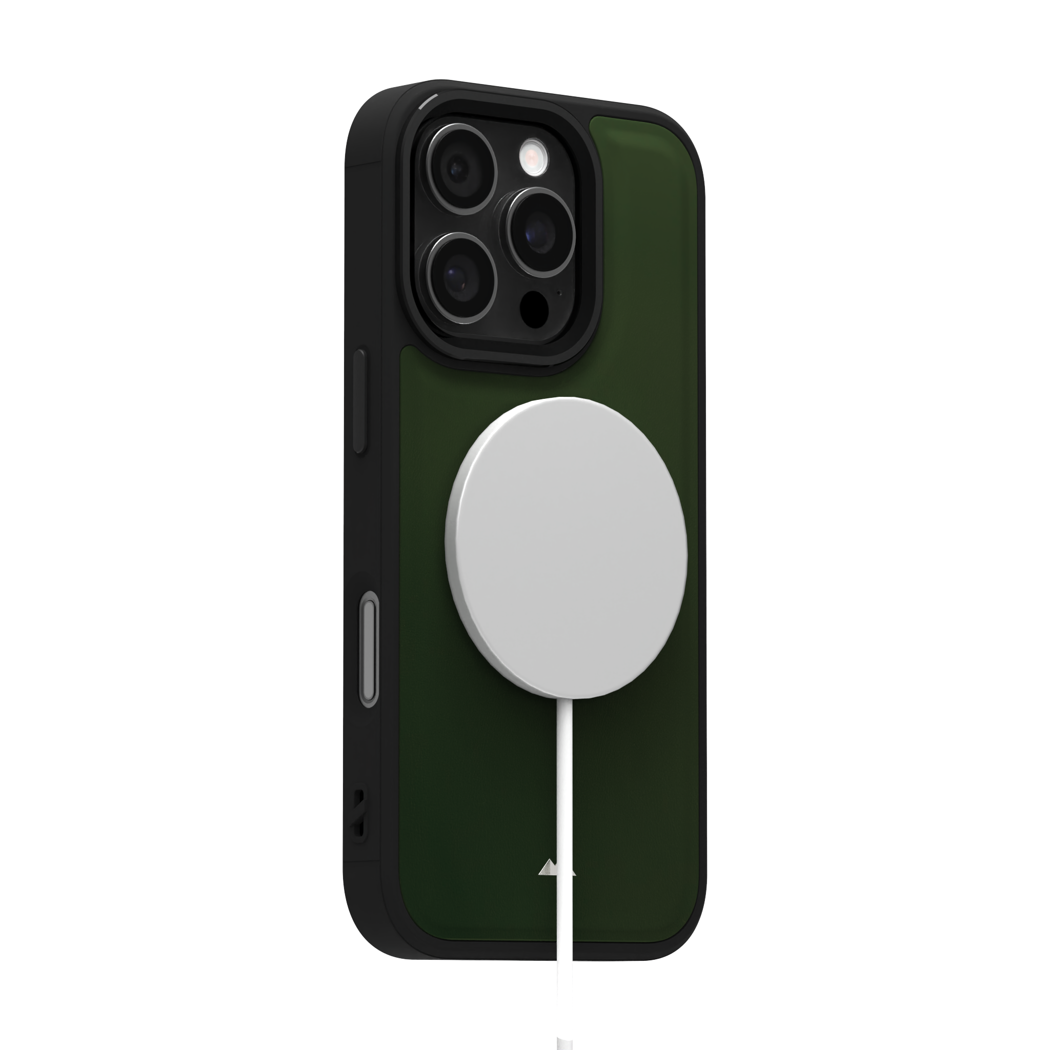 Dark Olive Smooth Leather Case Cover for iPhone 16 Pro