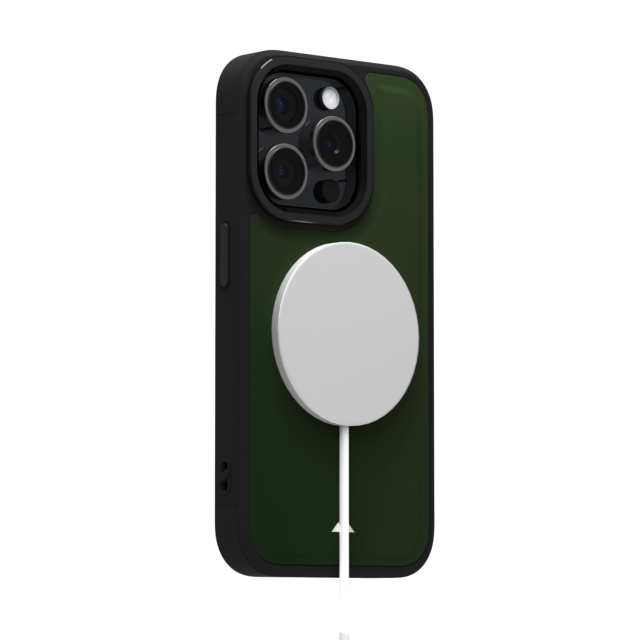 Dark Olive Smooth Leather Case Cover for iPhone 15 Pro