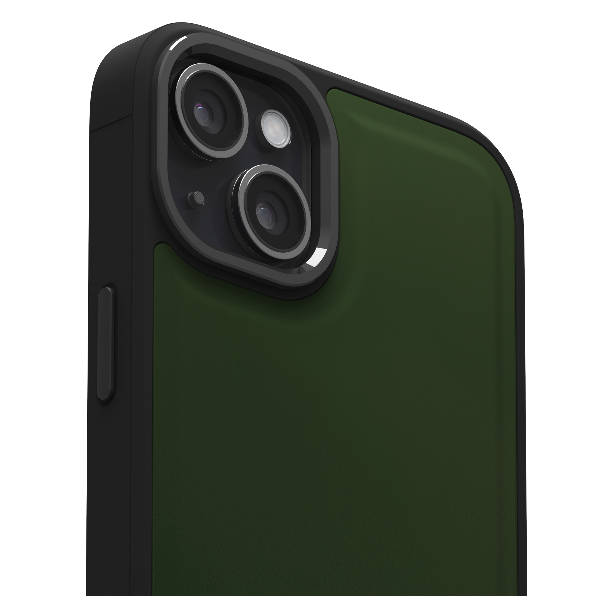 Dark Olive Smooth Leather Case Cover for iPhone 15 Plus