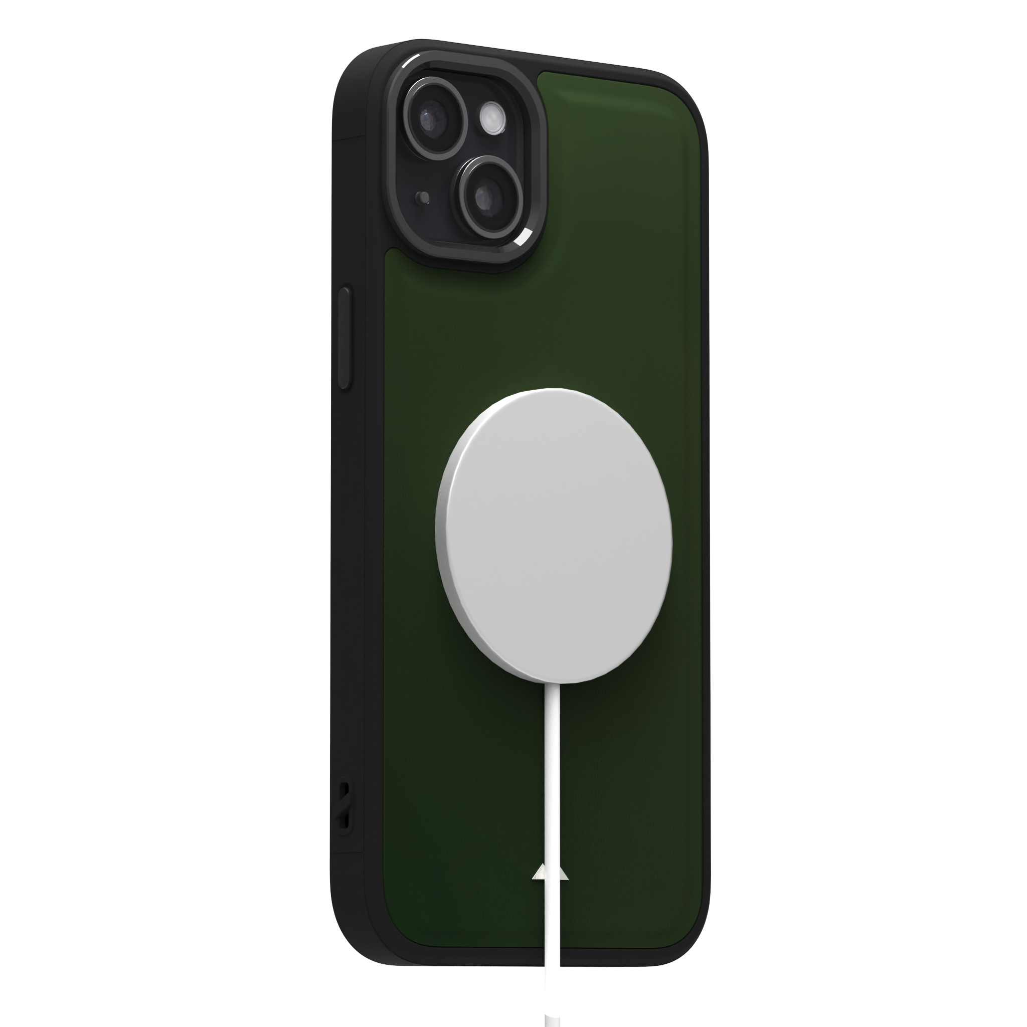 Dark Olive Smooth Leather Case Cover for iPhone 15 Plus