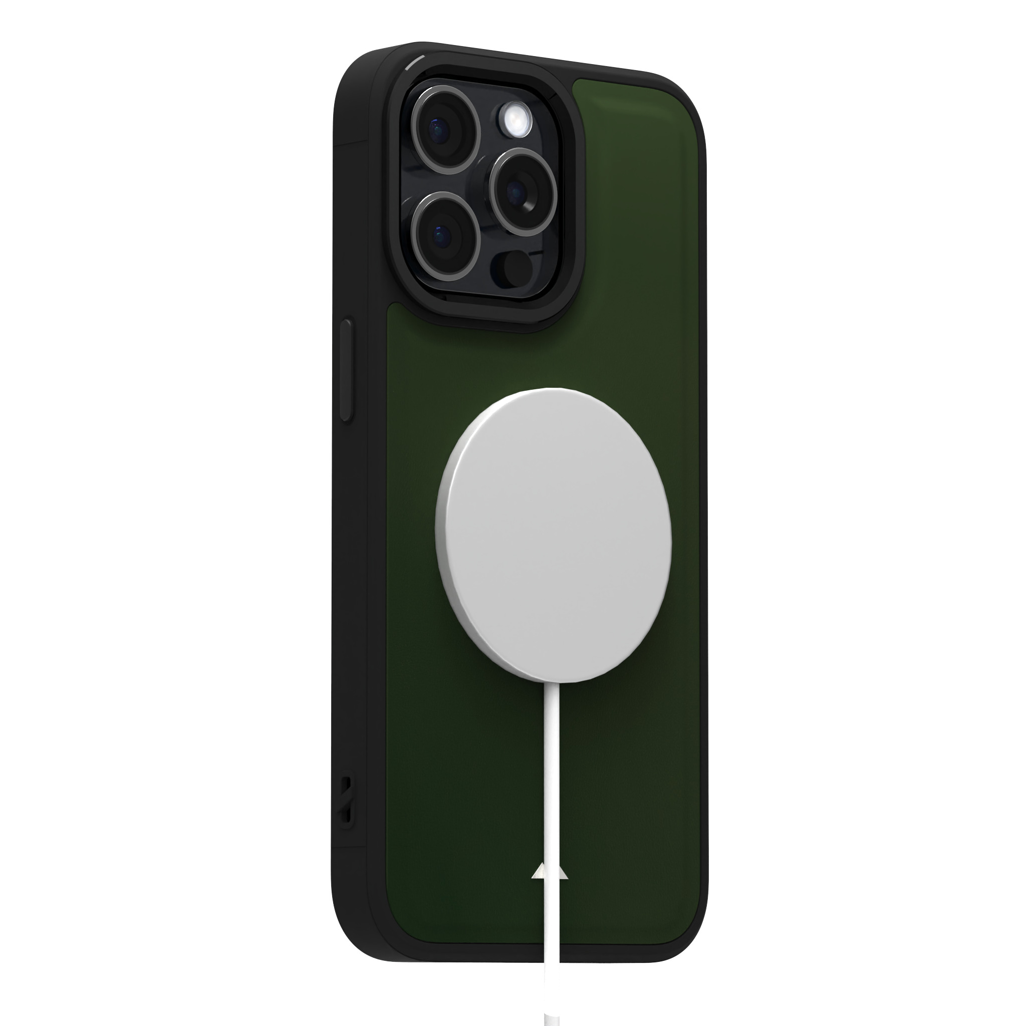 Dark Olive Smooth Leather Case Cover for iPhone 15 Pro Max