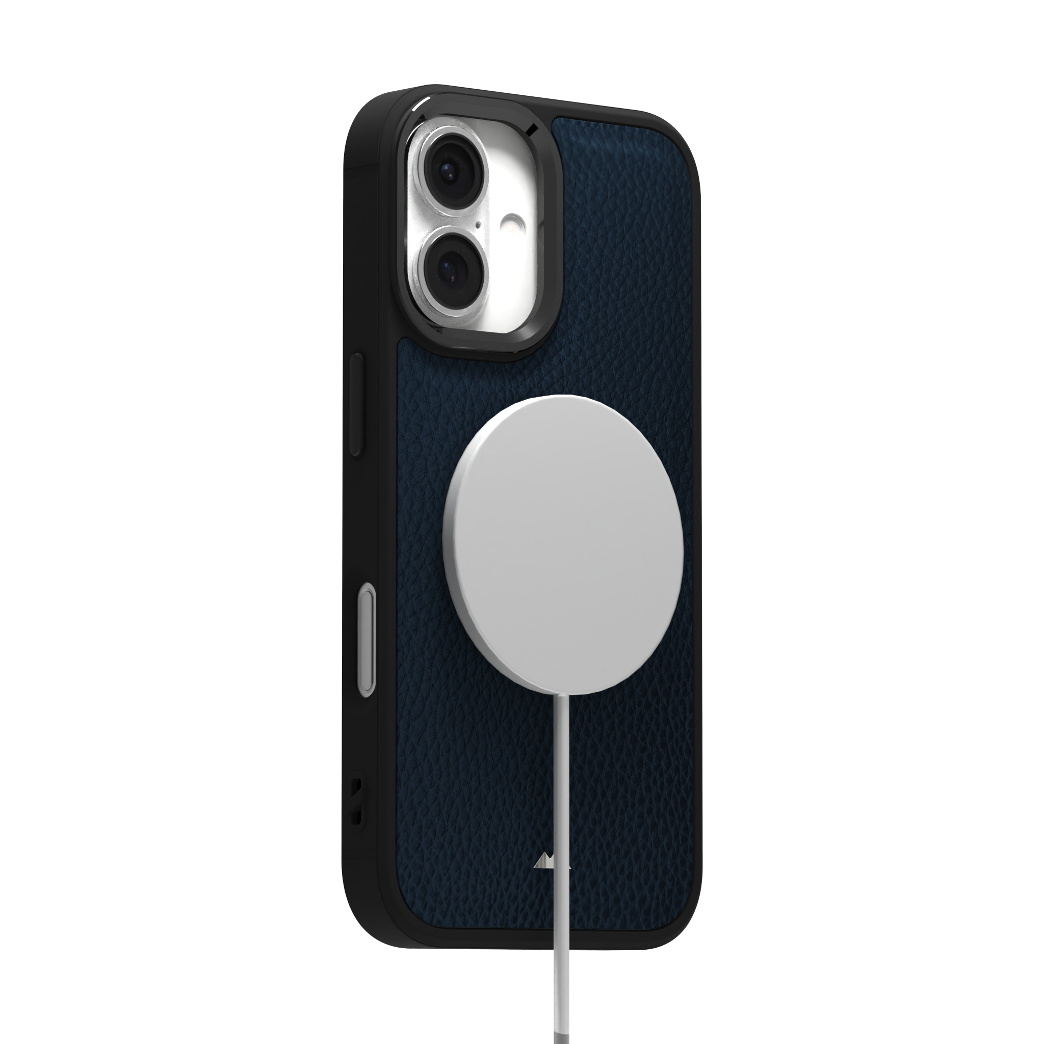 Blue Full Grain Leather Case Cover for iPhone 16