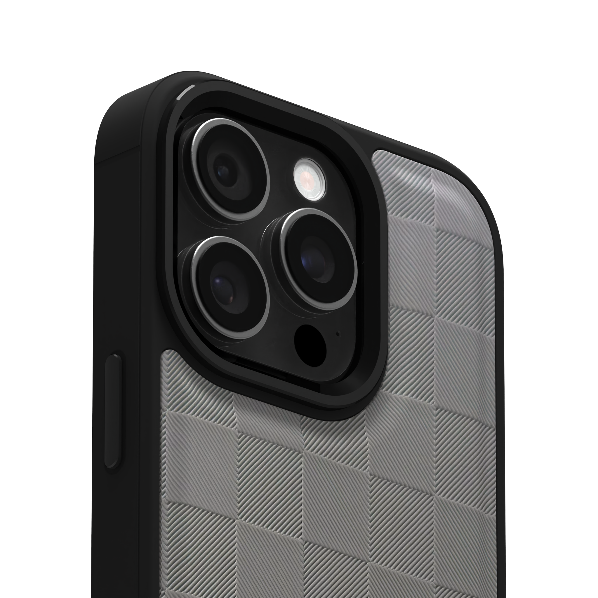 Ash Checkered Leather Case Cover for iPhone 16 Pro