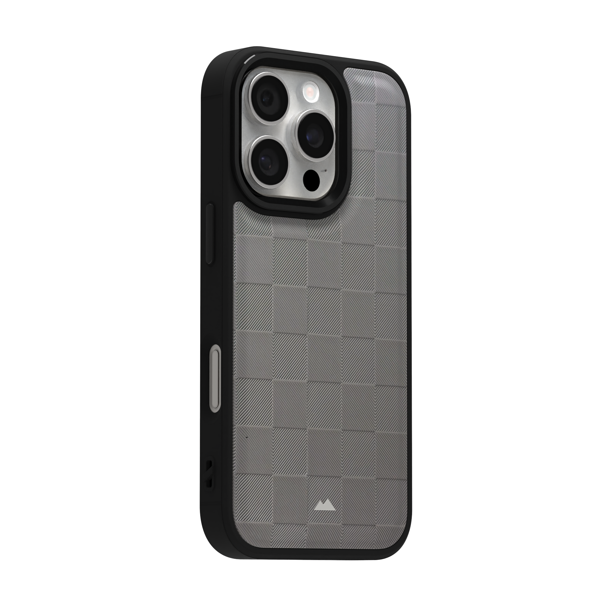 Ash Checkered Leather Case Cover for iPhone 16 Pro