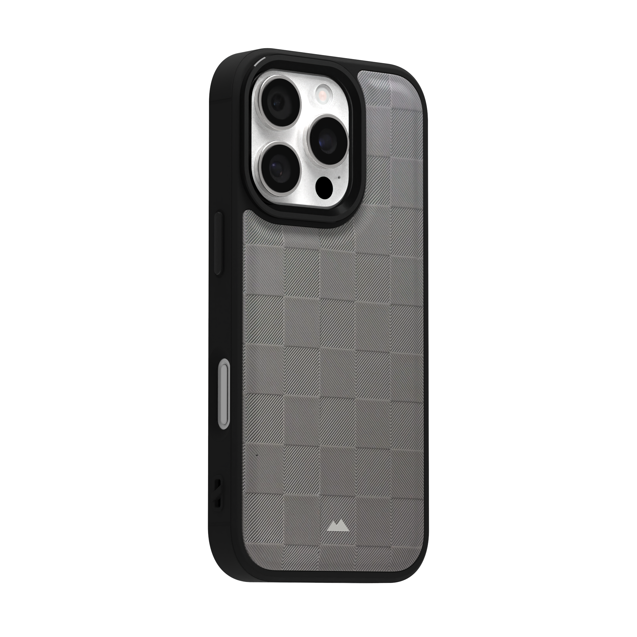 Ash Checkered Leather Case Cover for iPhone 16 Pro