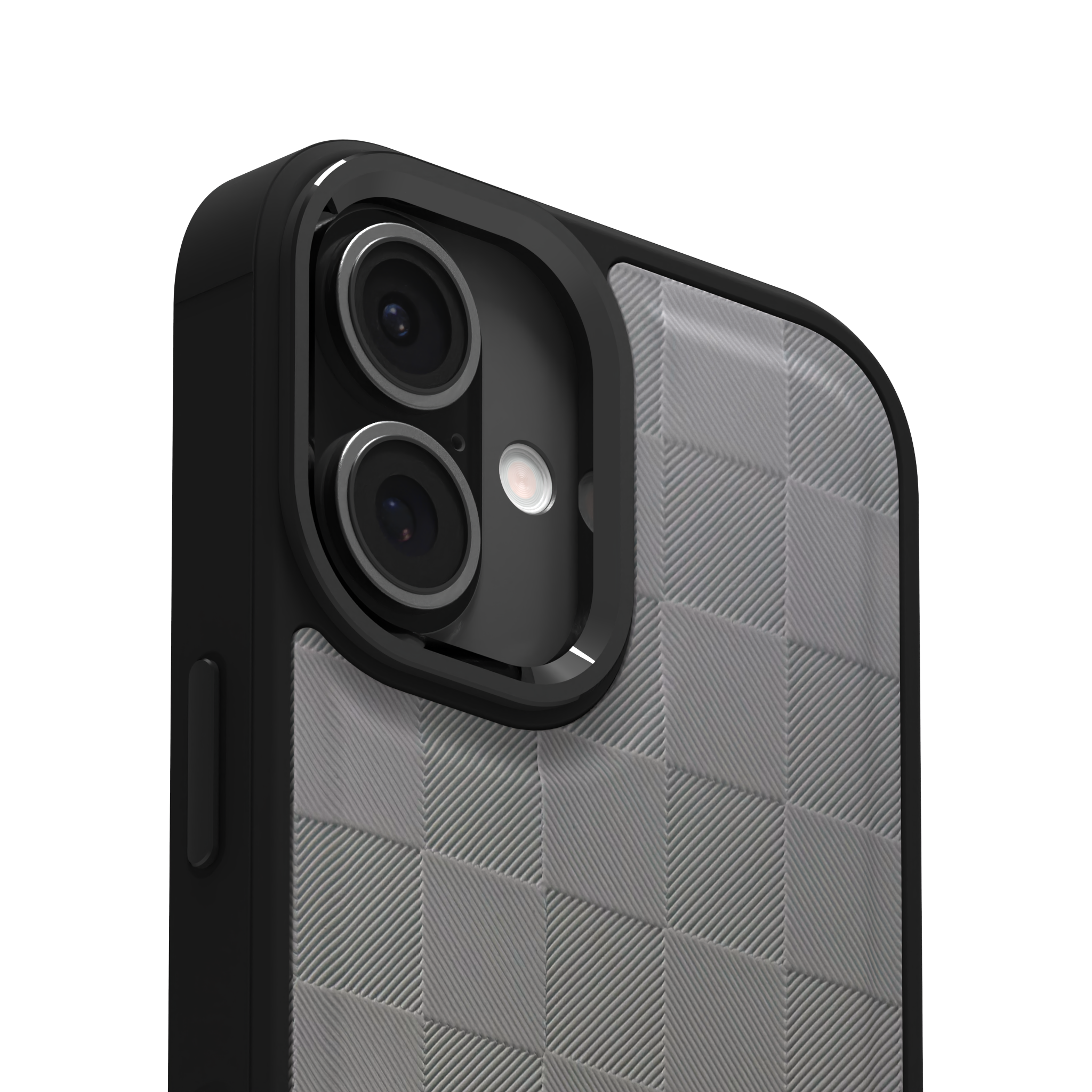 Ash Checkered Leather Case Cover for iPhone 16