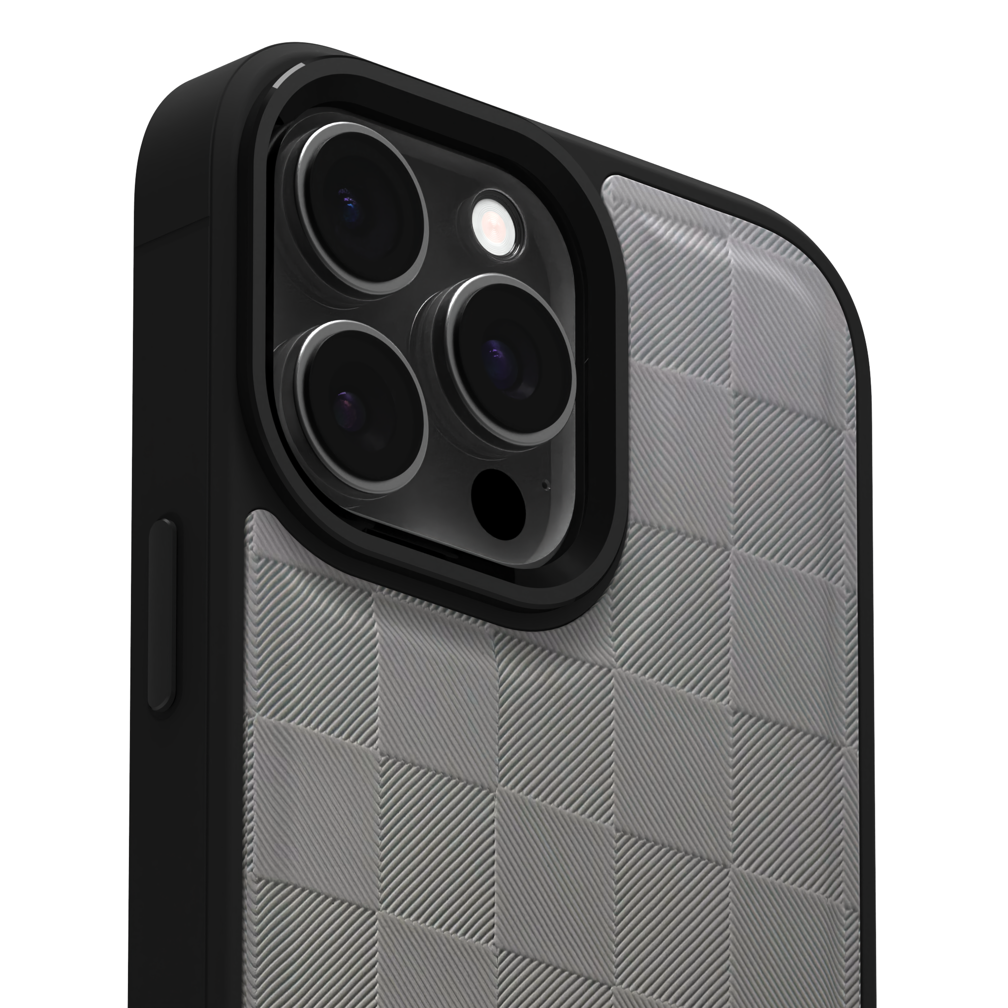 Ash Checkered Leather Case Cover for iPhone 16 Pro Max