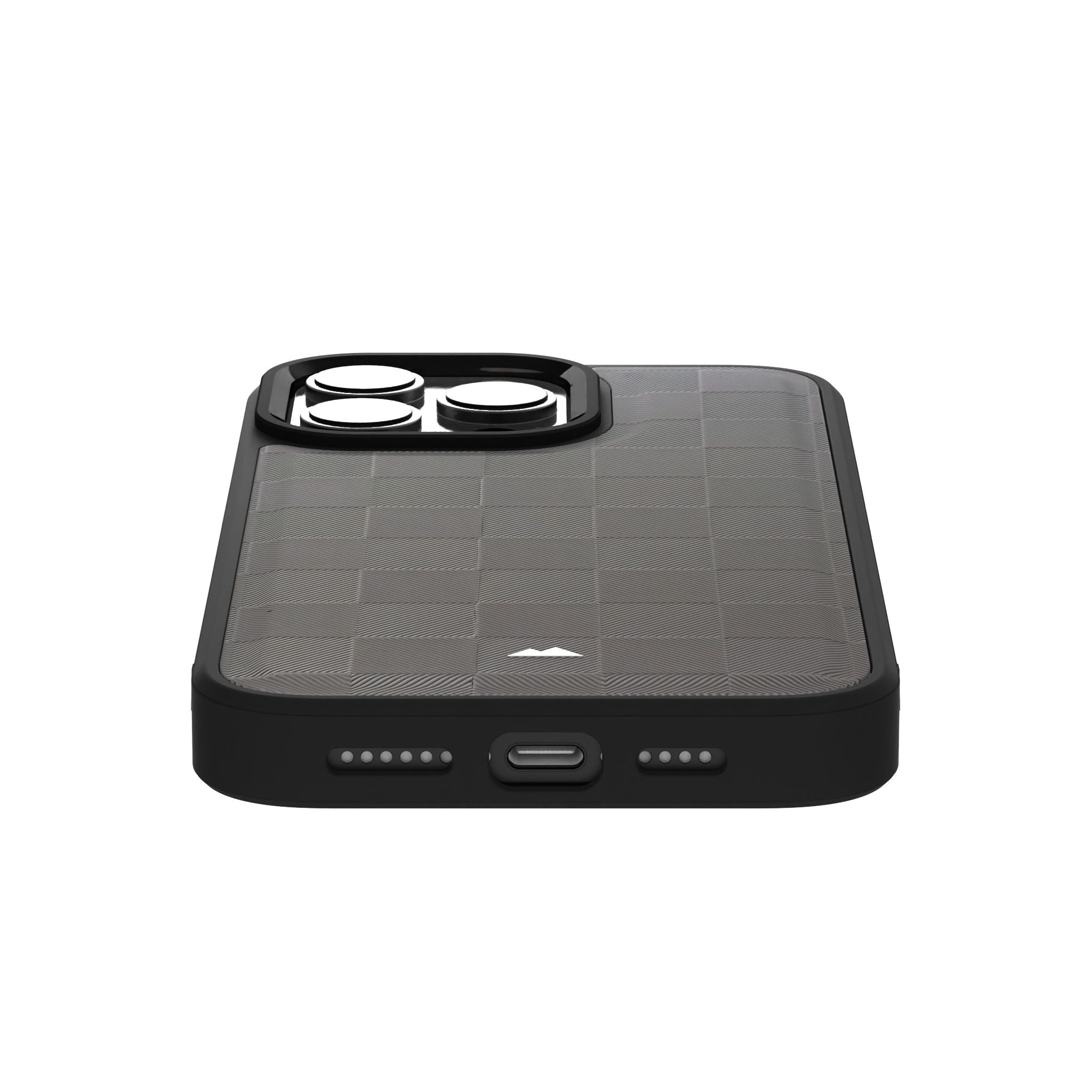 Ash Checkered Leather Case Cover for iPhone 16 Pro Max