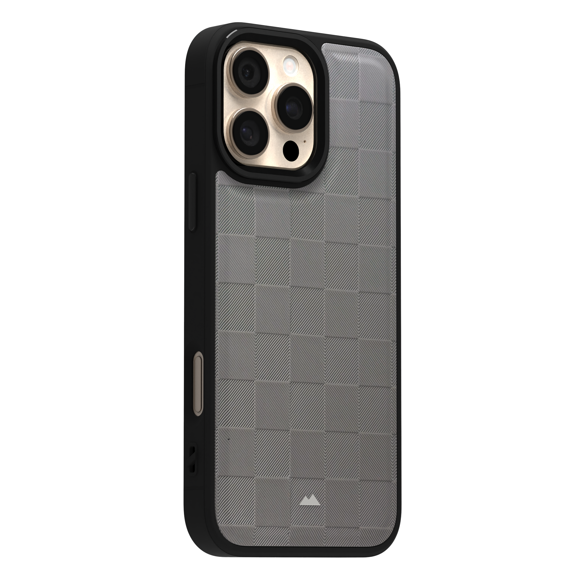 Ash Checkered Leather Case Cover for iPhone 16 Pro Max