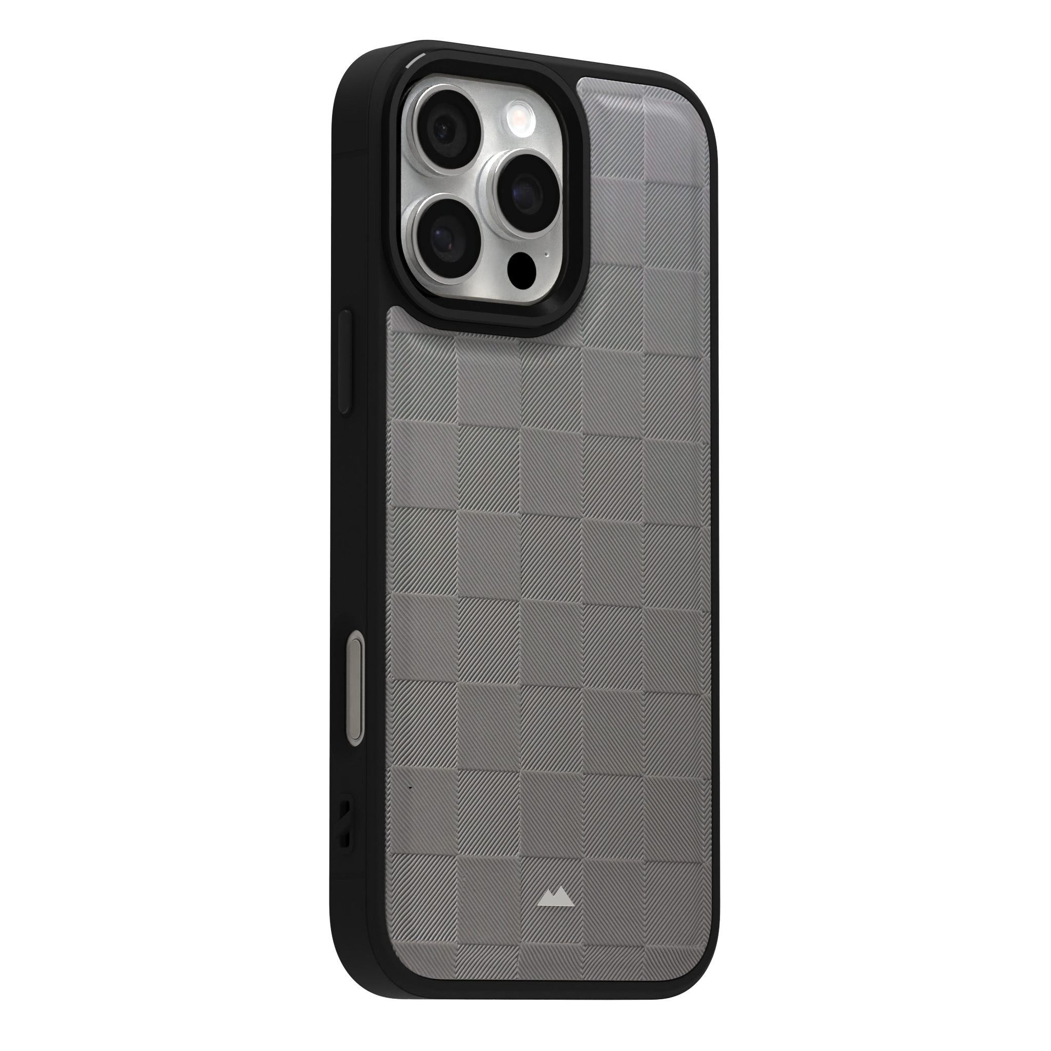 Ash Checkered Leather Case Cover for iPhone 16 Pro Max