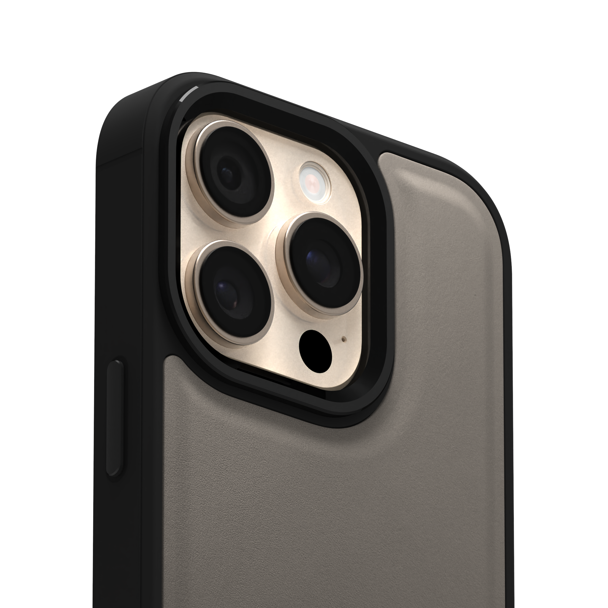 Grey Top Grain Leather Case Cover for iPhone 16 Pro