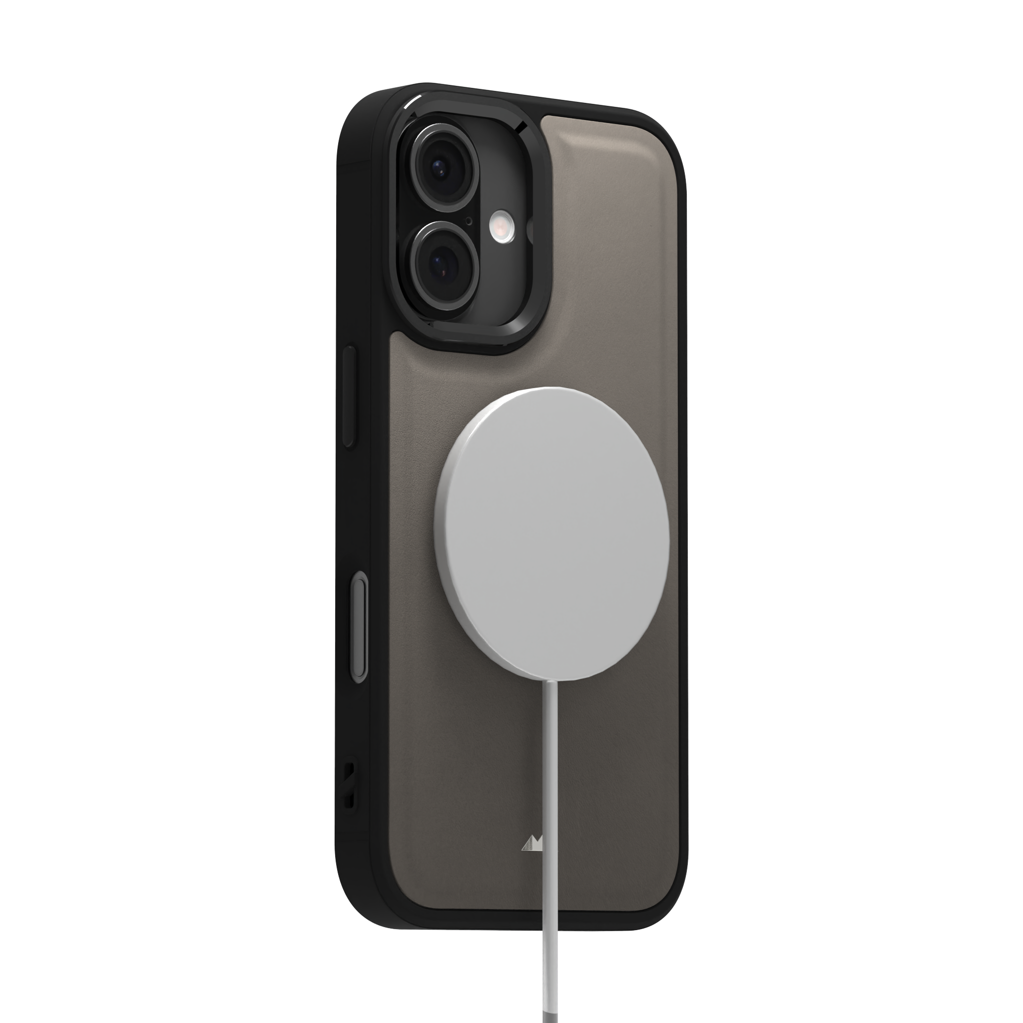 Grey Top Grain Leather Case Cover for iPhone 16