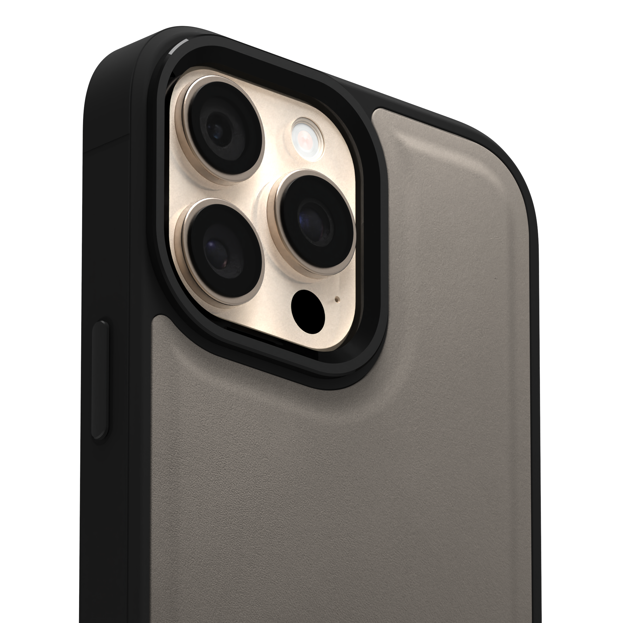 Grey Top Grain Leather Case Cover for iPhone 16 Pro Max