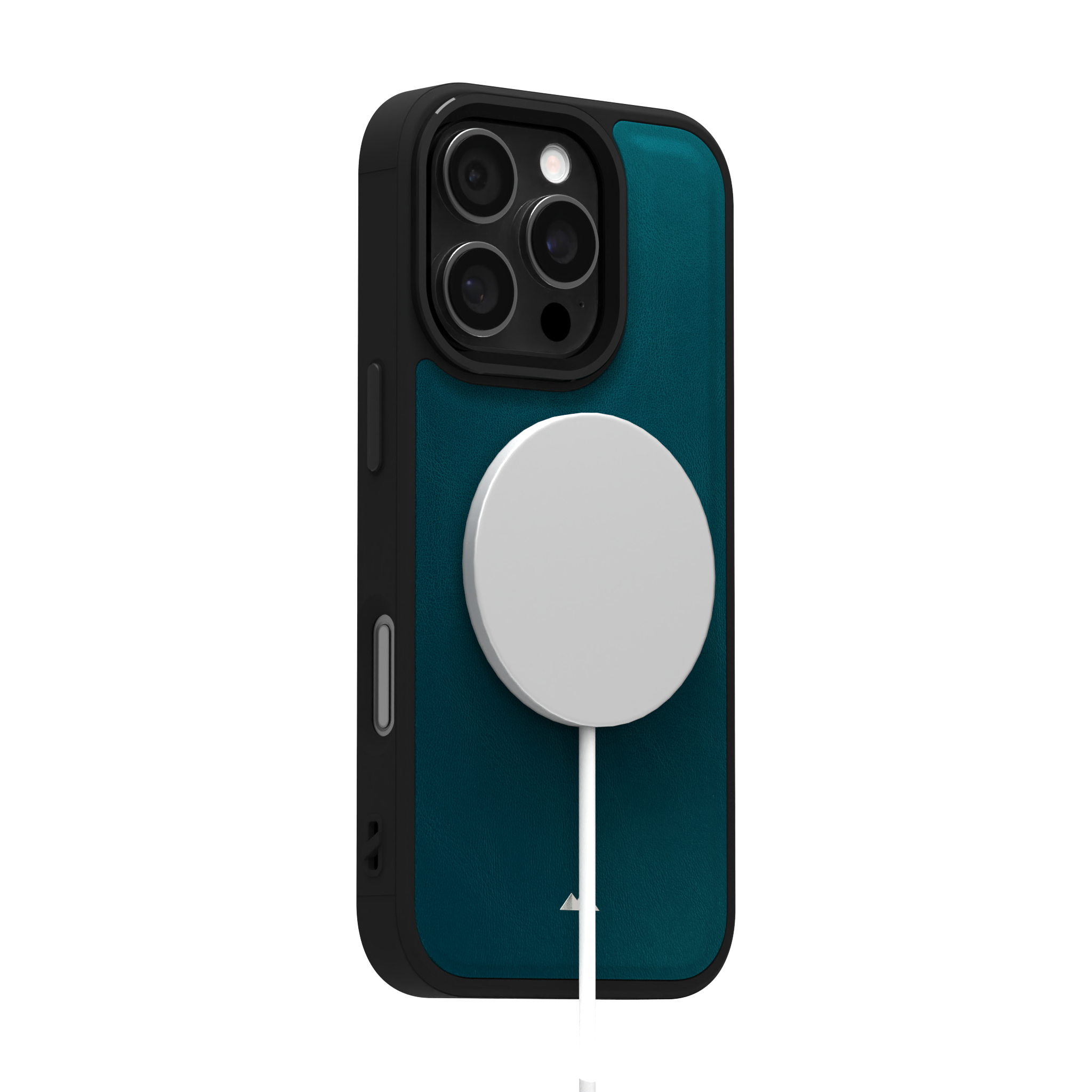 Ocean Blue Leather Case Cover for iPhone 16 Pro