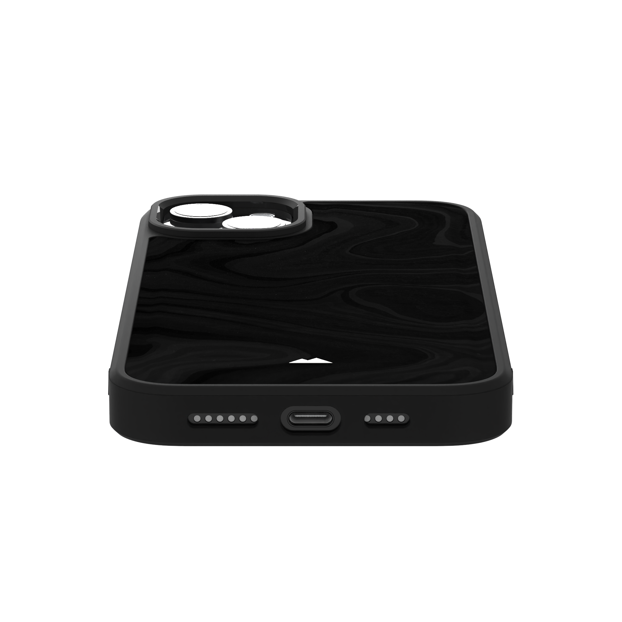 Mountain Onyx Leather Case Cover for iPhone 15 Plus