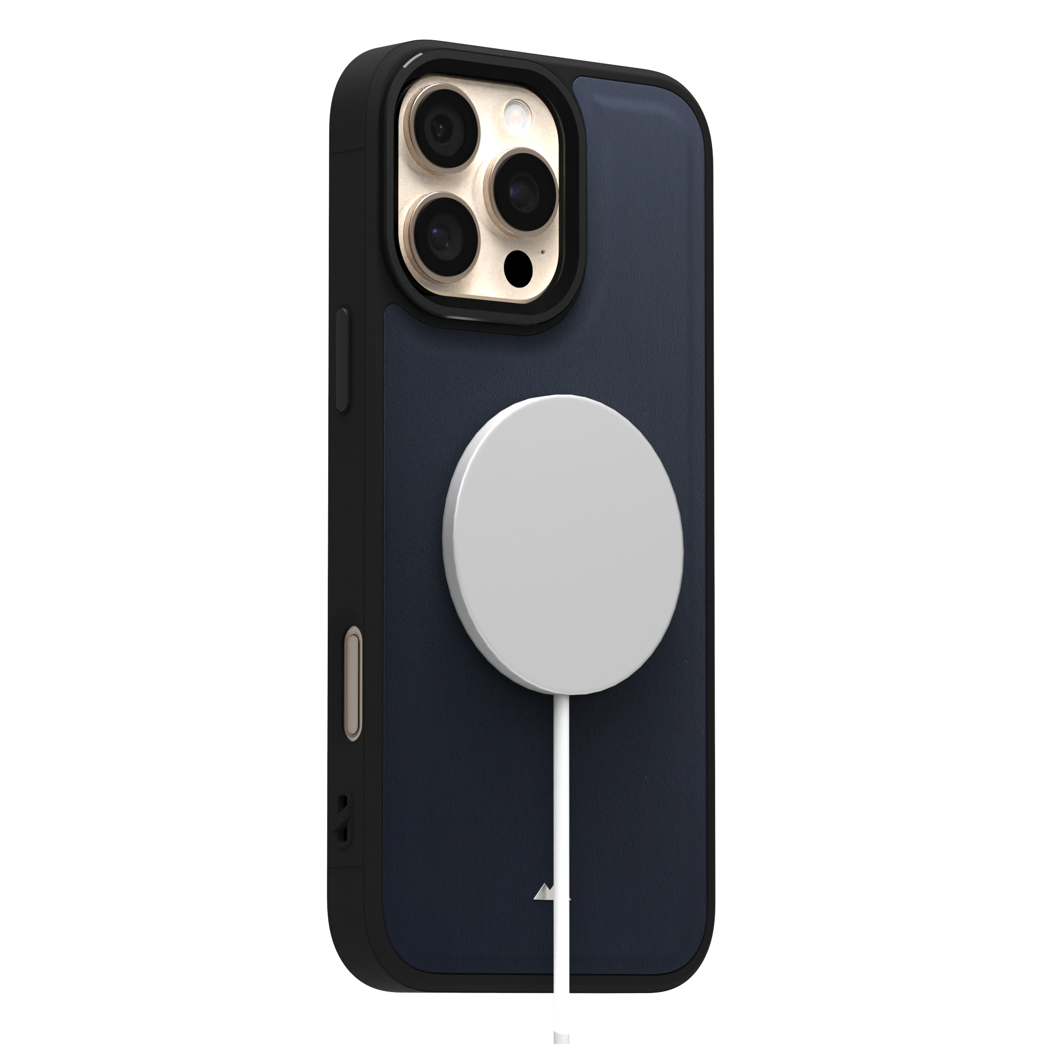 Midnight Blue Leather Case Cover for iPhone 16 Pro Max