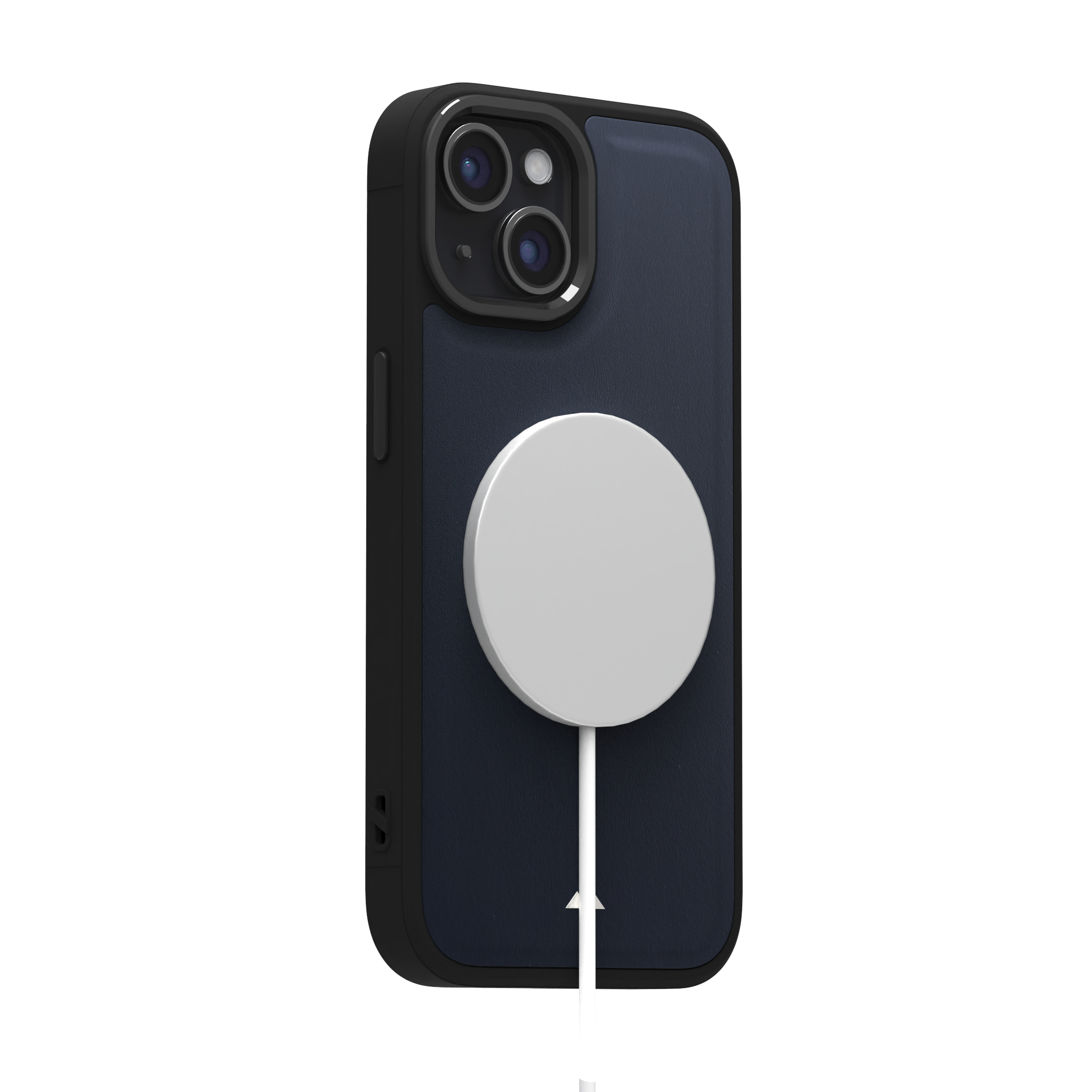 Midnight Blue Leather Case Cover for iPhone 15