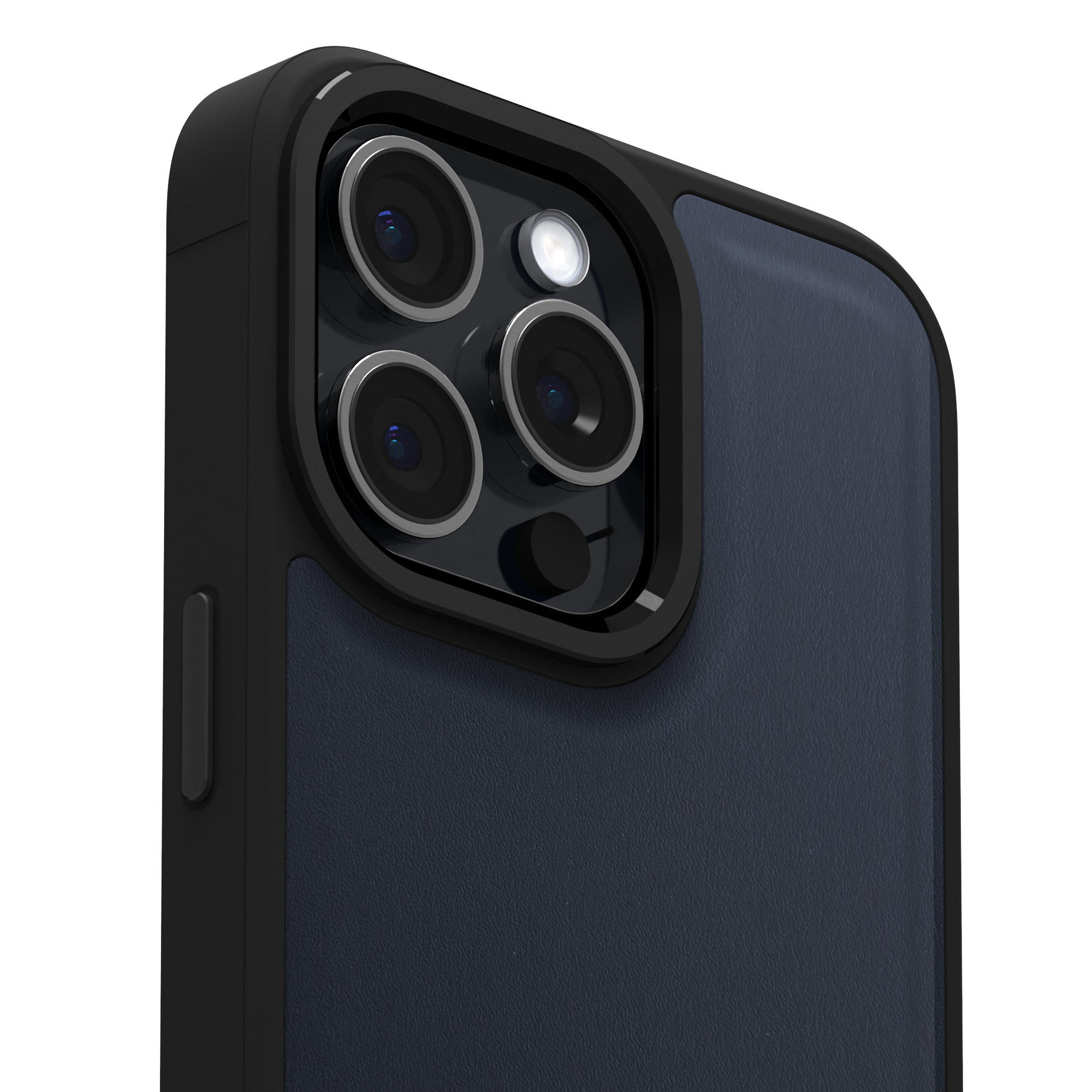 Midnight Blue Leather Case Cover for iPhone 15 Pro Max