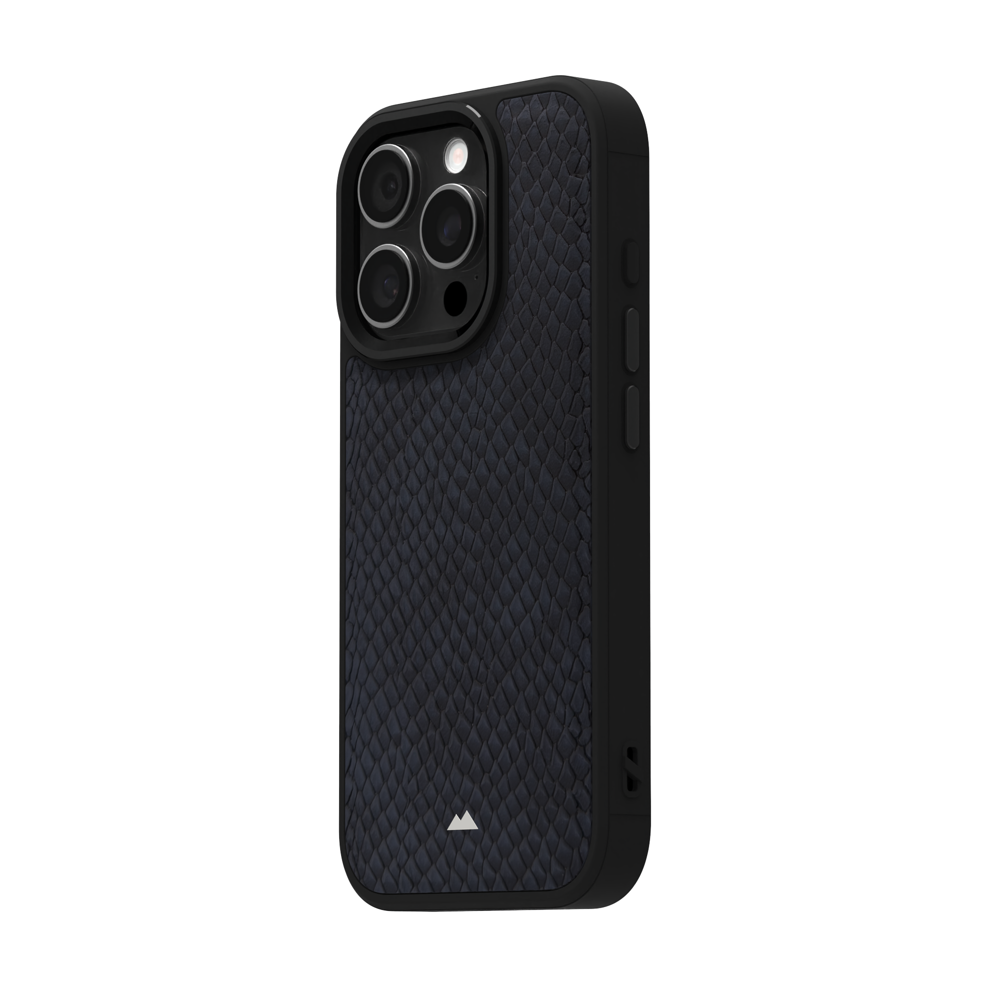 Dark Blue Reptile Leather Case Cover for iPhone 16 Pro