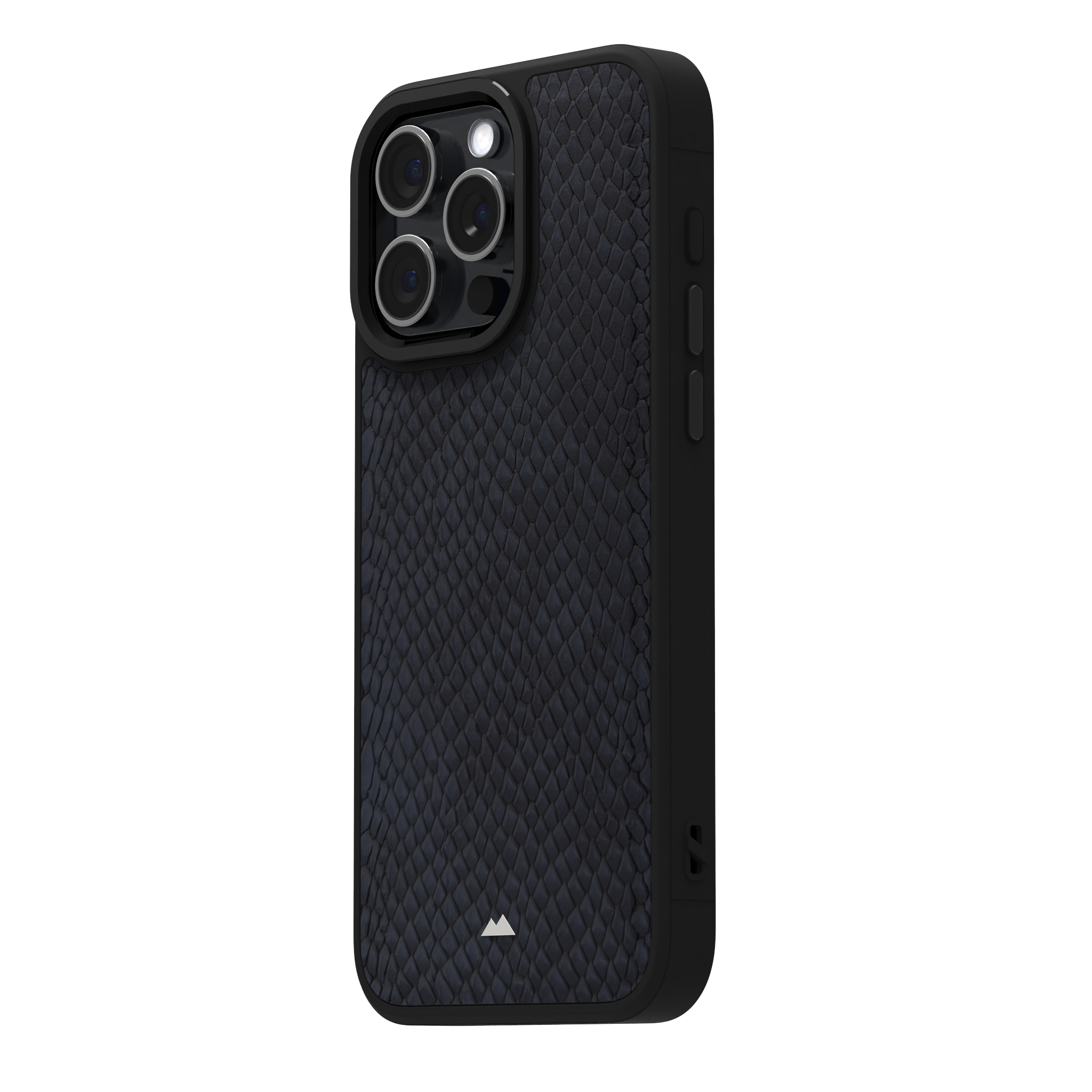 Dark Blue Reptile Leather Case Cover for iPhone 15 Pro Max