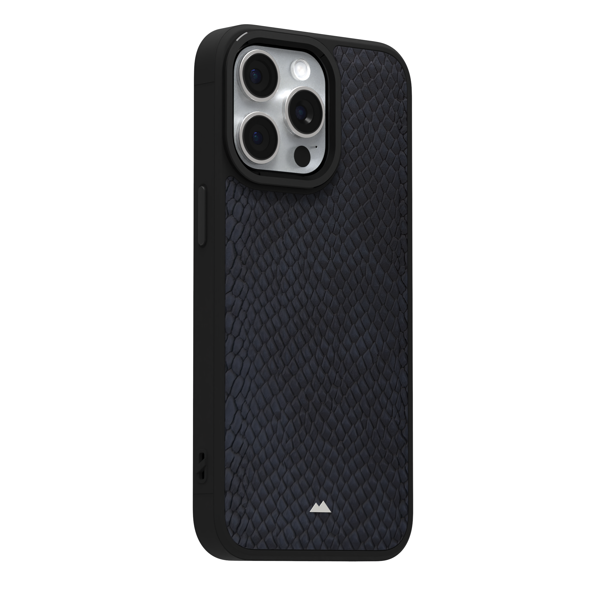 Dark Blue Reptile Leather Case Cover for iPhone 15 Pro Max