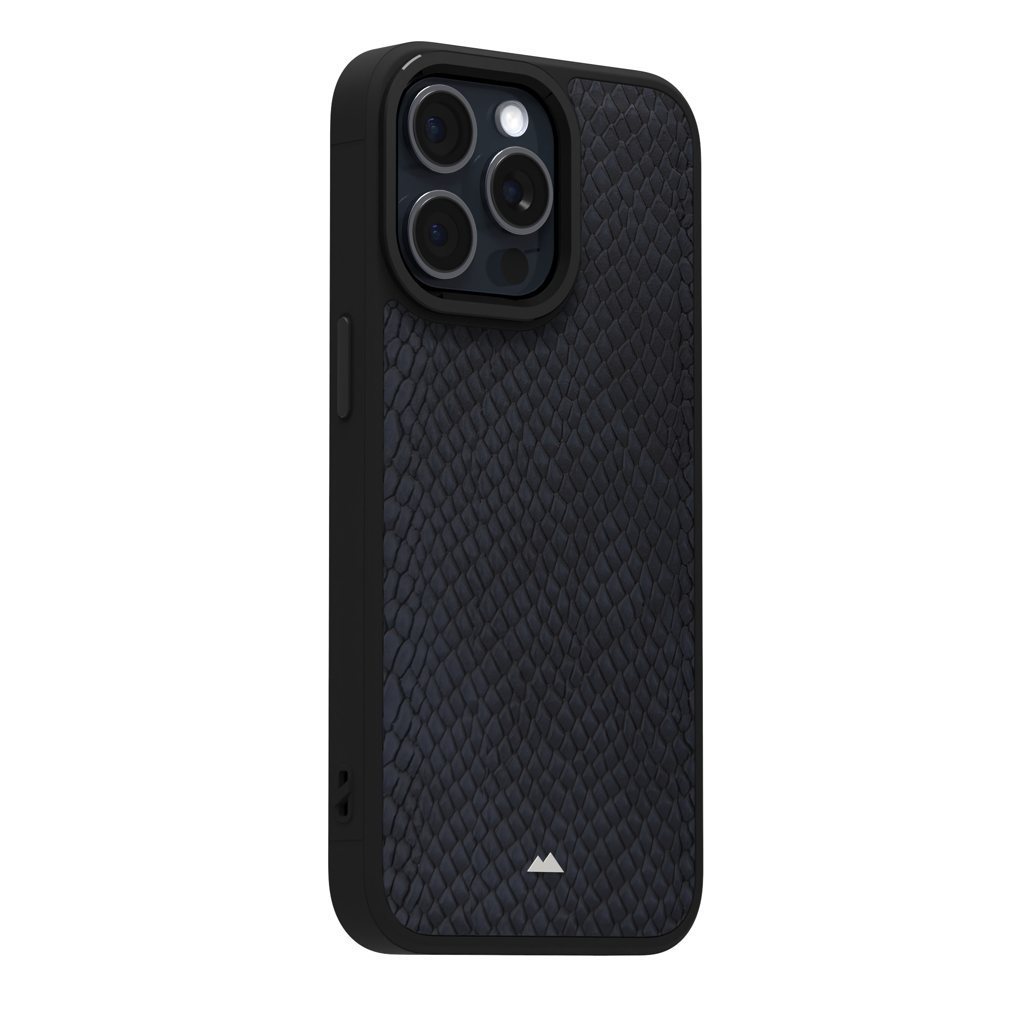 Dark Blue Reptile Leather Case Cover for iPhone 15 Pro Max
