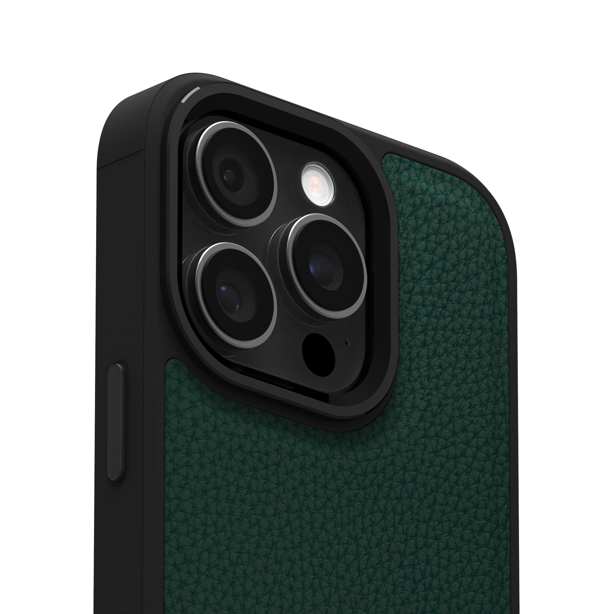 Dark Green Full Grain Leather Case Cover for iPhone 16 Pro