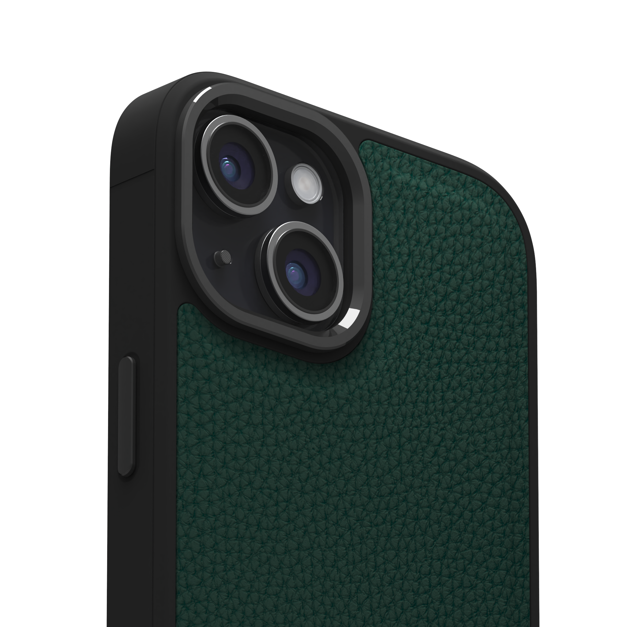 Dark Green Full Grain Leather Case Cover for iPhone 15