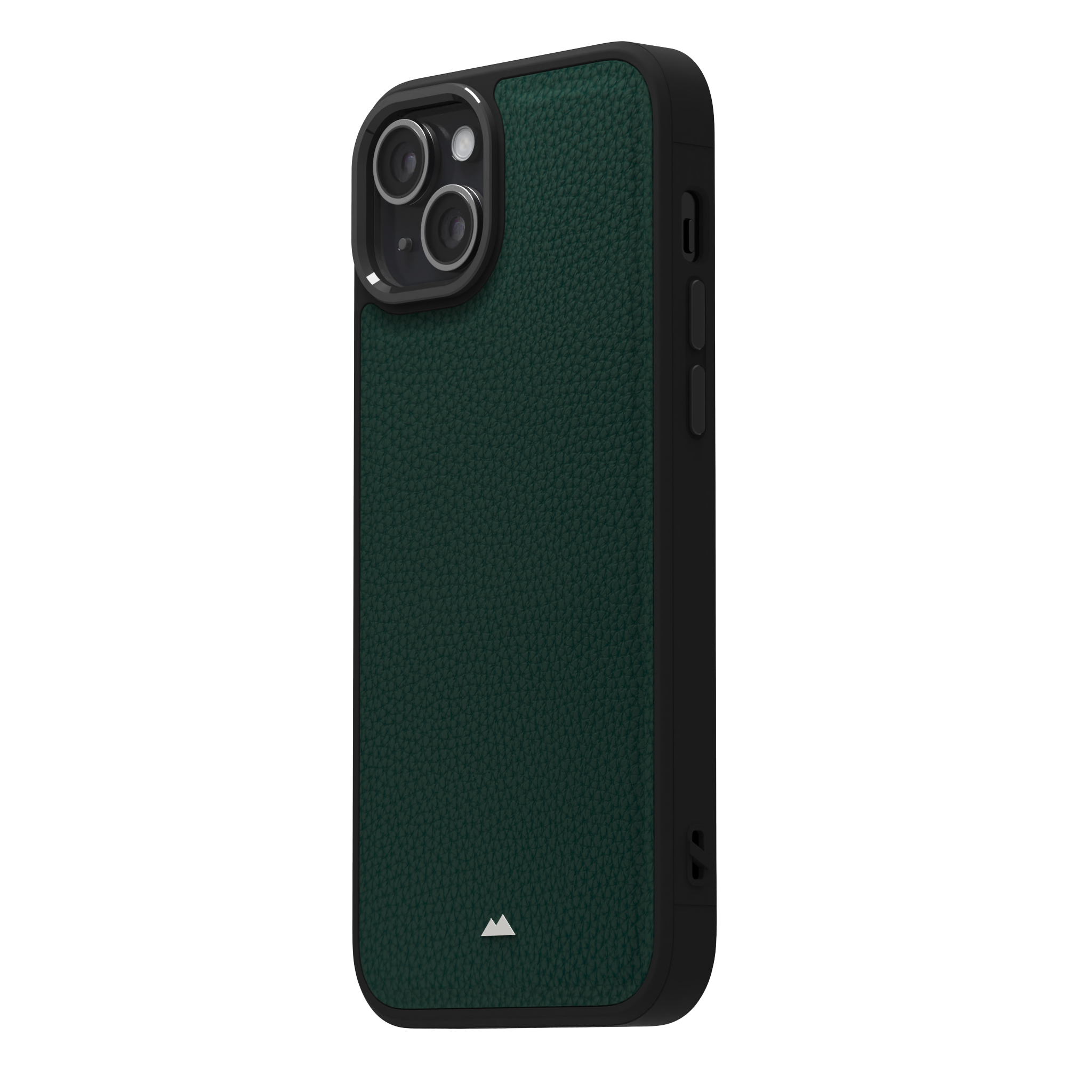 Dark Green Full Grain Leather Case Cover for iPhone 15 Plus