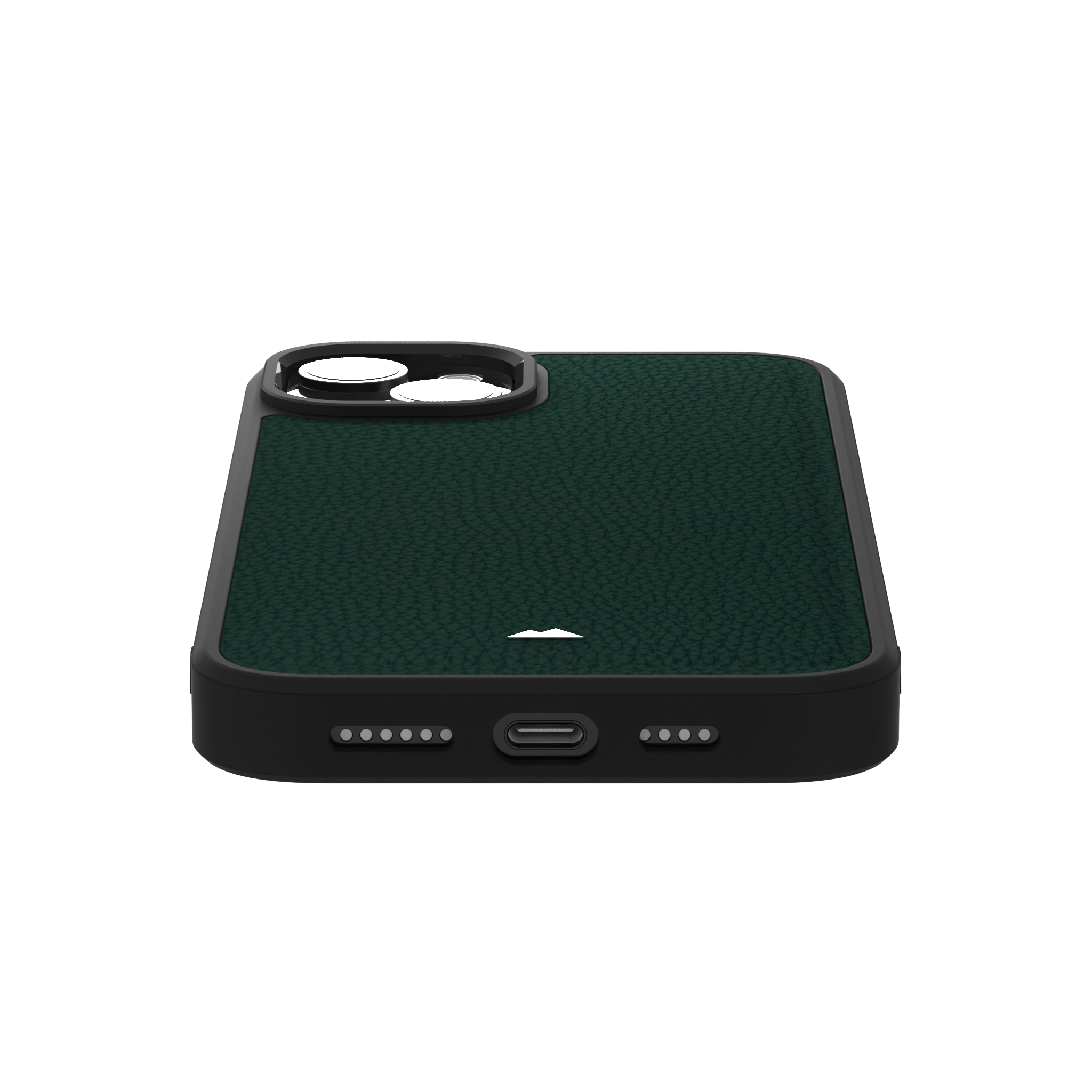 Dark Green Full Grain Leather Case Cover for iPhone 15 Plus