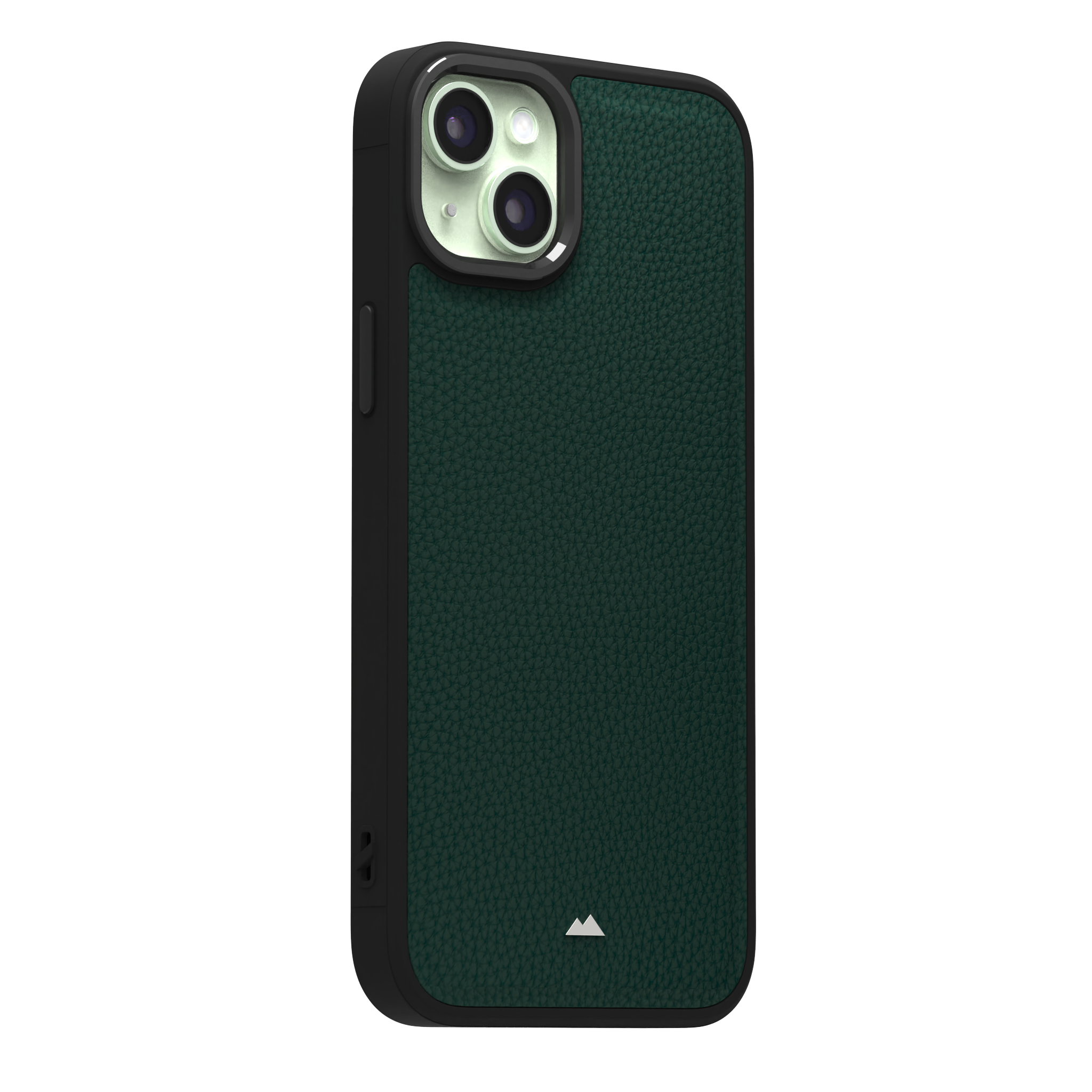 Dark Green Full Grain Leather Case Cover for iPhone 15 Plus