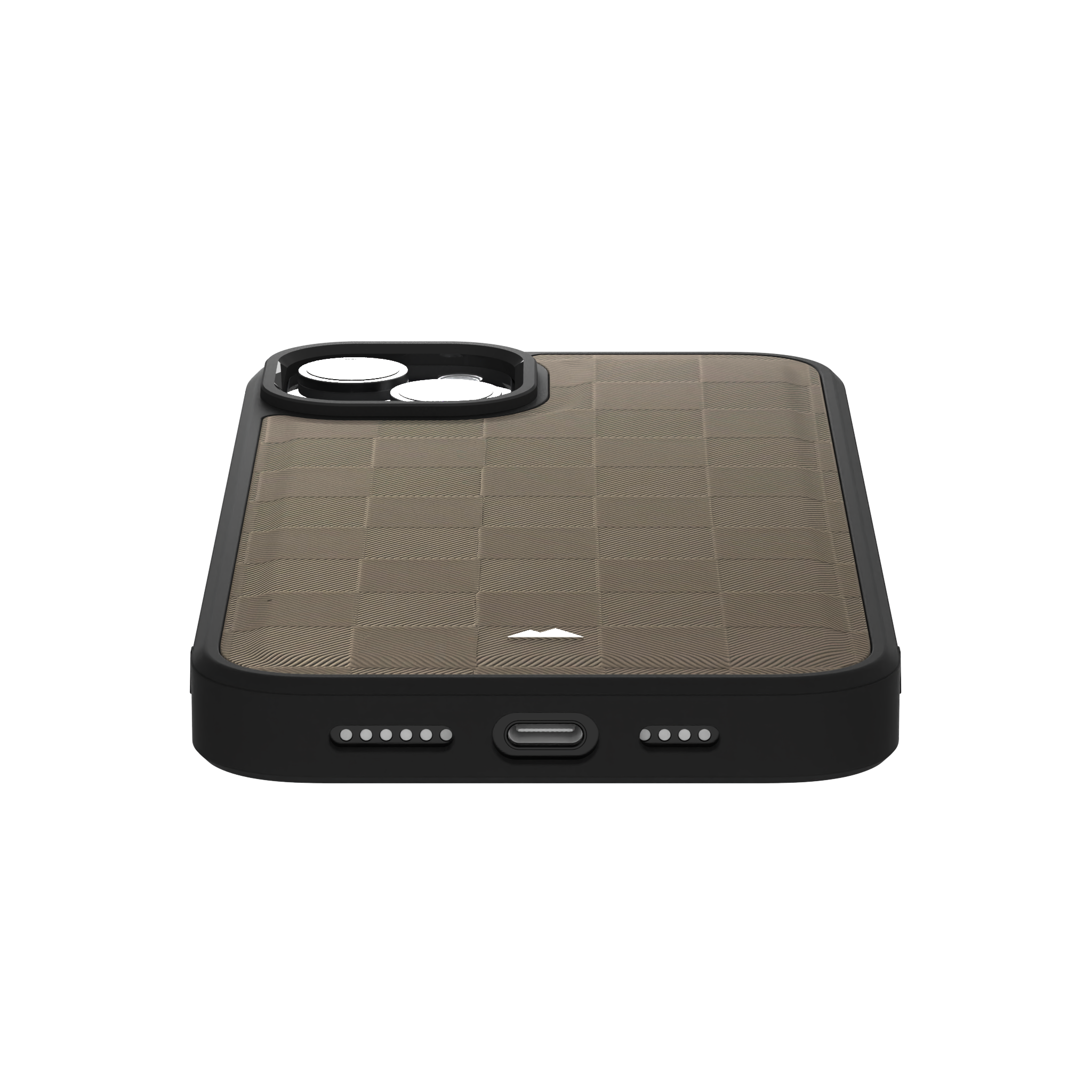 Cream Checkered Leather Case Cover for iPhone 15 Plus