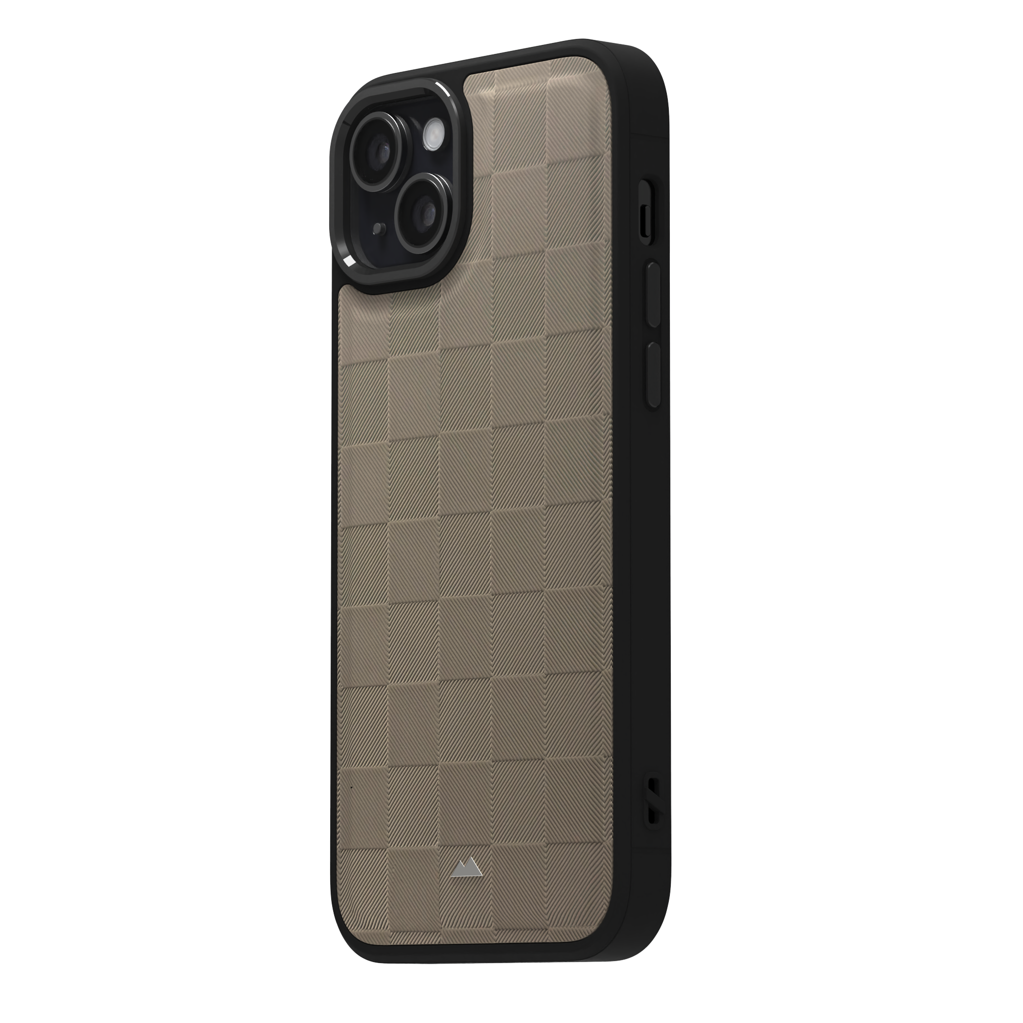 Cream Checkered Leather Case Cover for iPhone 15 Plus