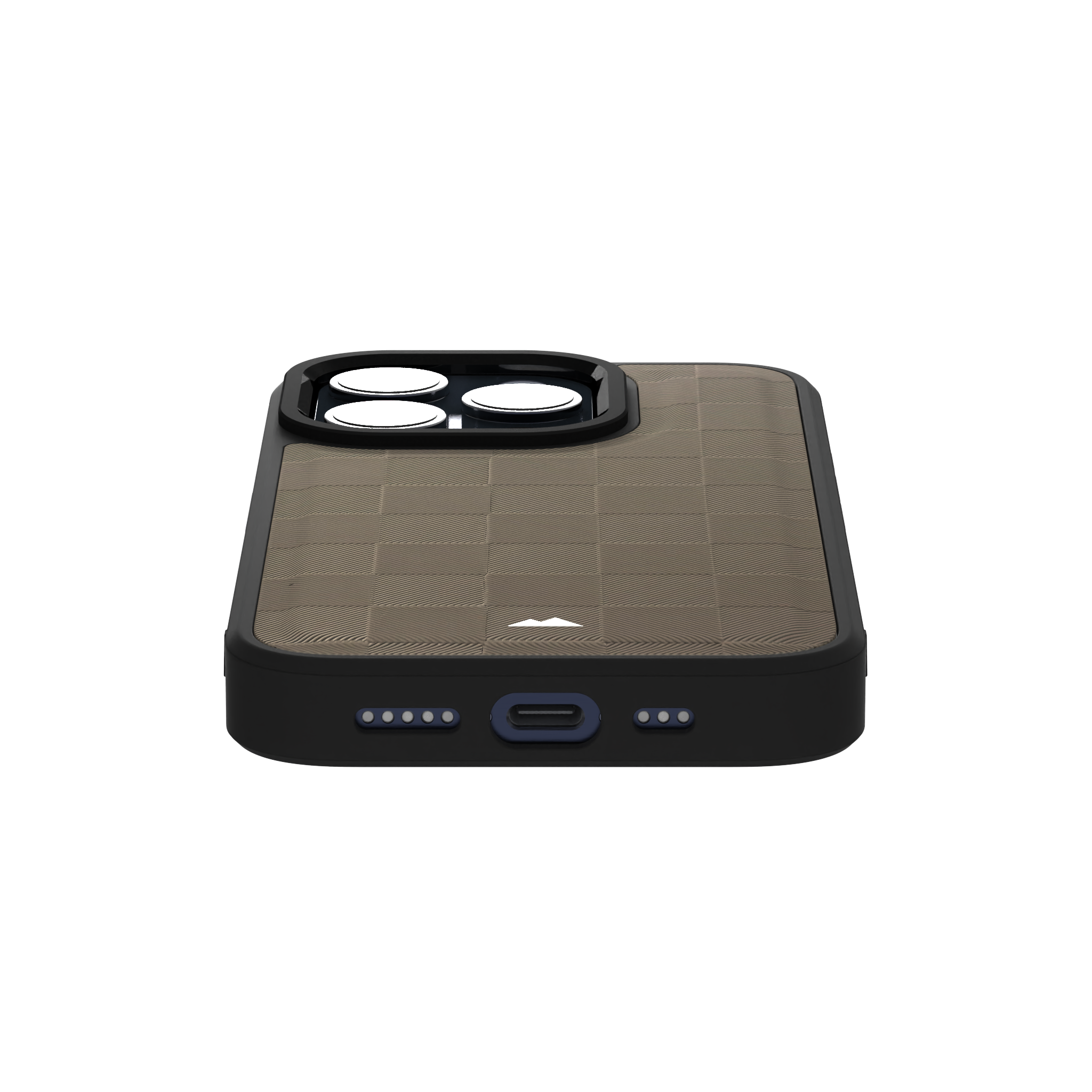 Cream Checkered Leather Case Cover for iPhone 15 Pro