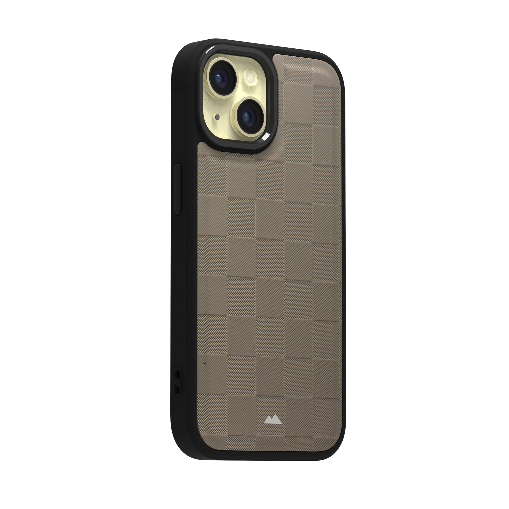 Cream Checkered Leather Case Cover for iPhone 15