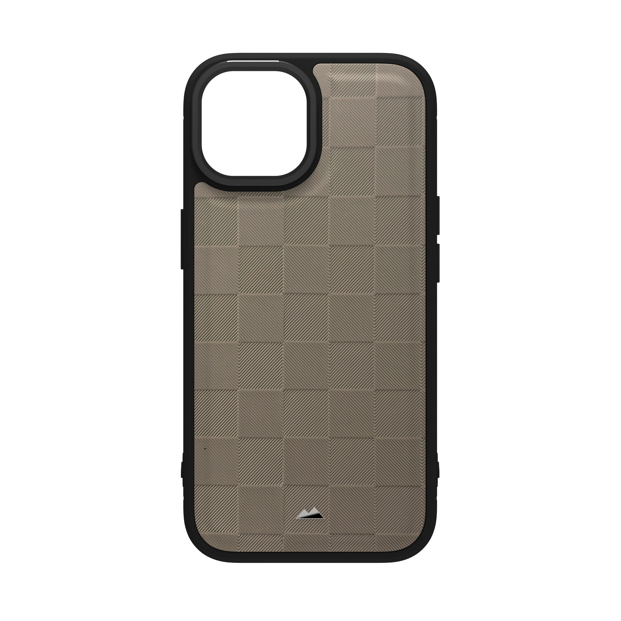 Cream Checkered Leather Case Cover for iPhone 15