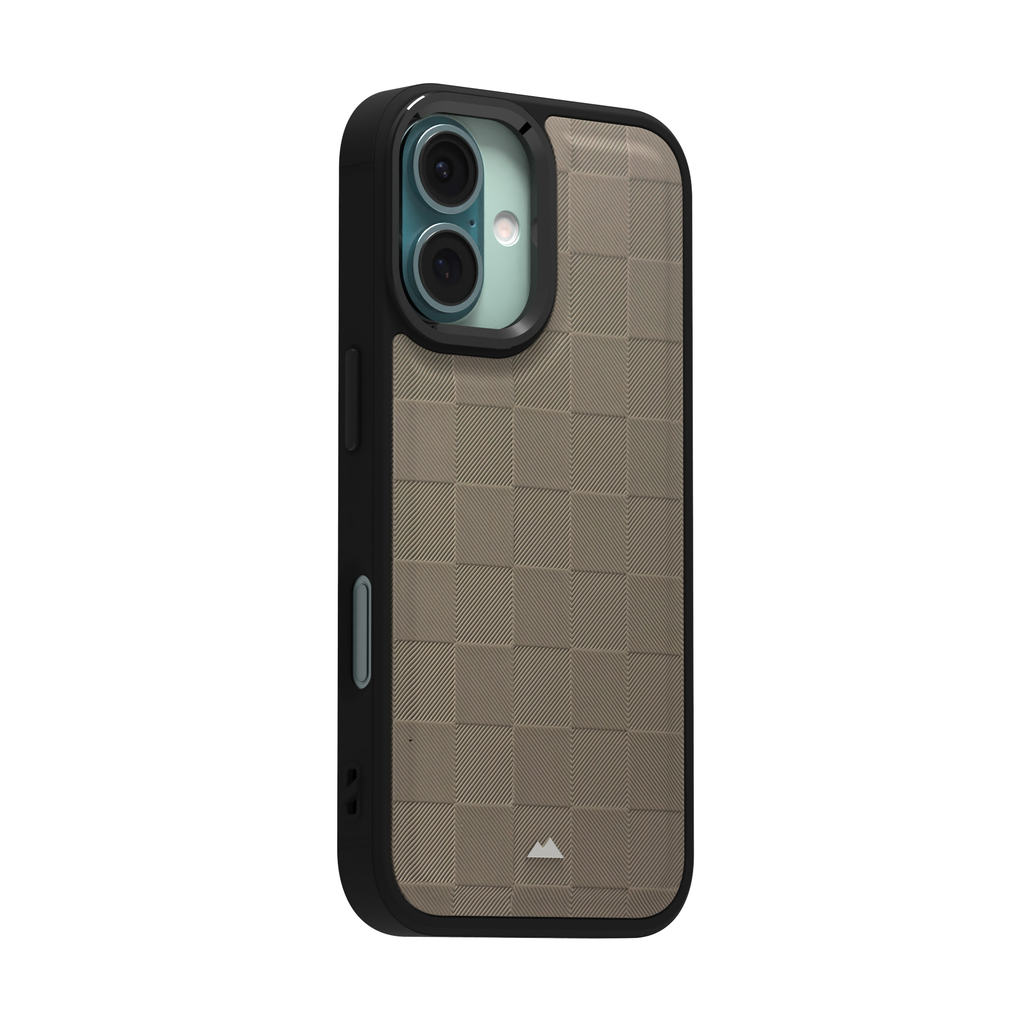 Cream Checkered Leather Case Cover for iPhone 16