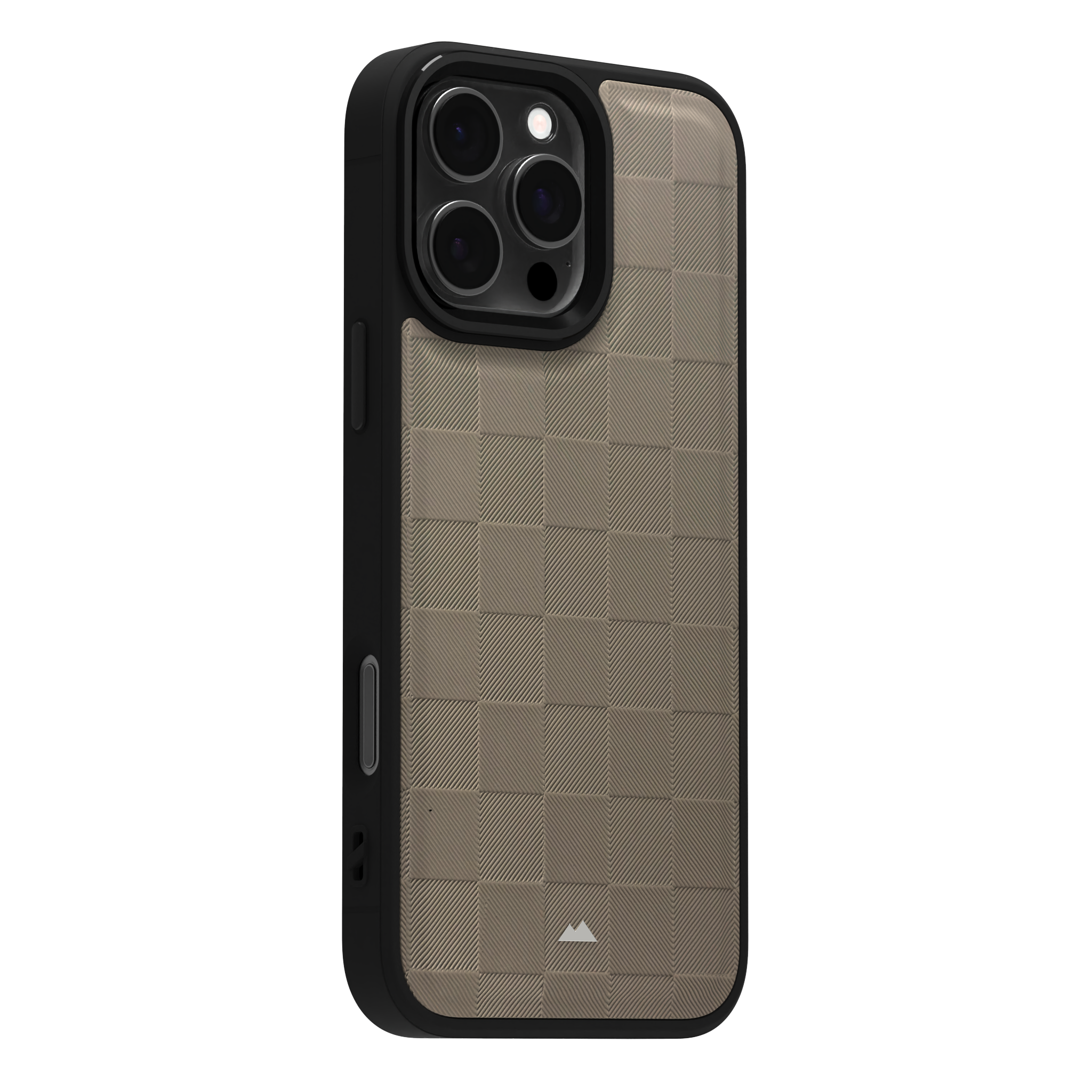 Cream Checkered Leather Case Cover for iPhone 16 Pro Max