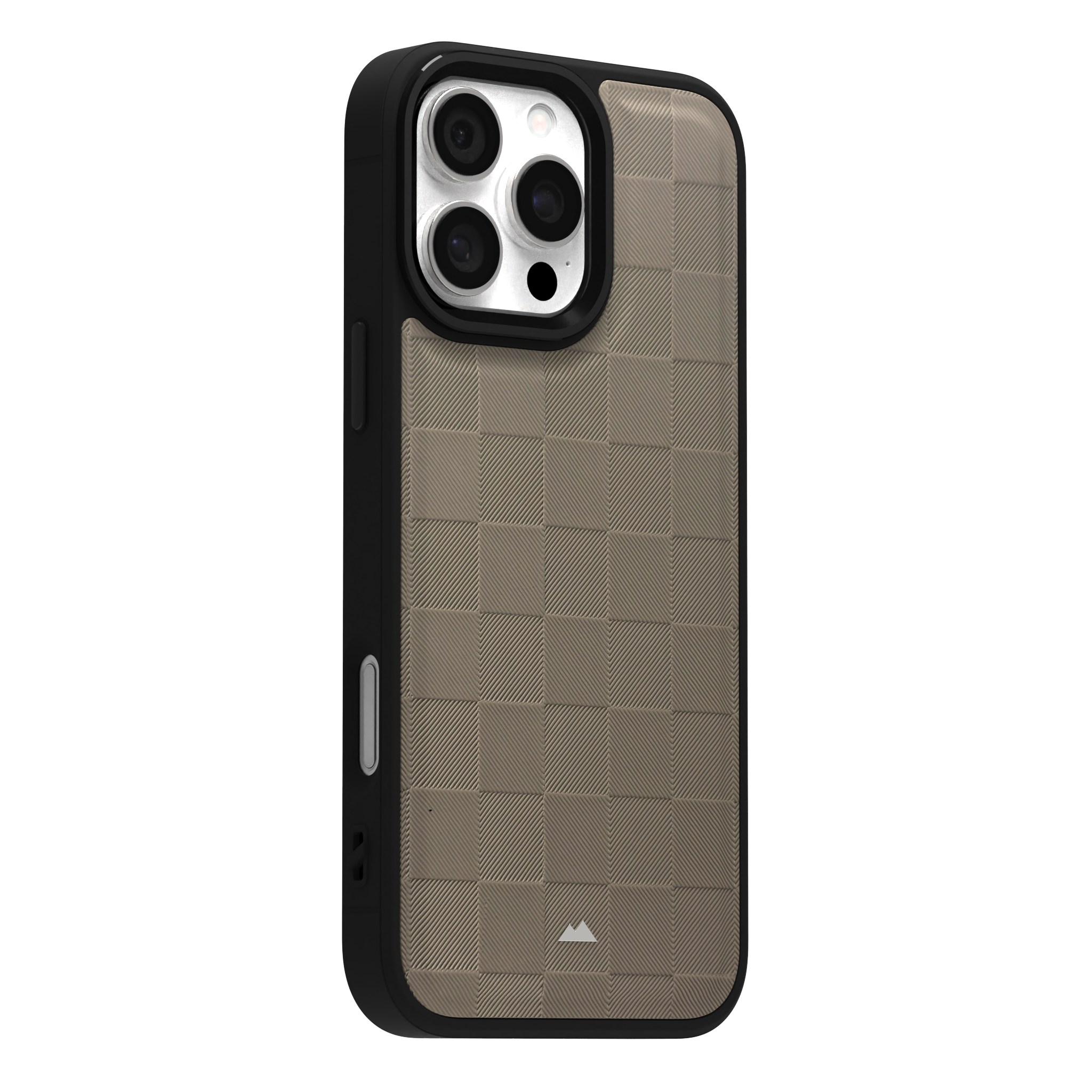 Cream Checkered Leather Case Cover for iPhone 16 Pro Max